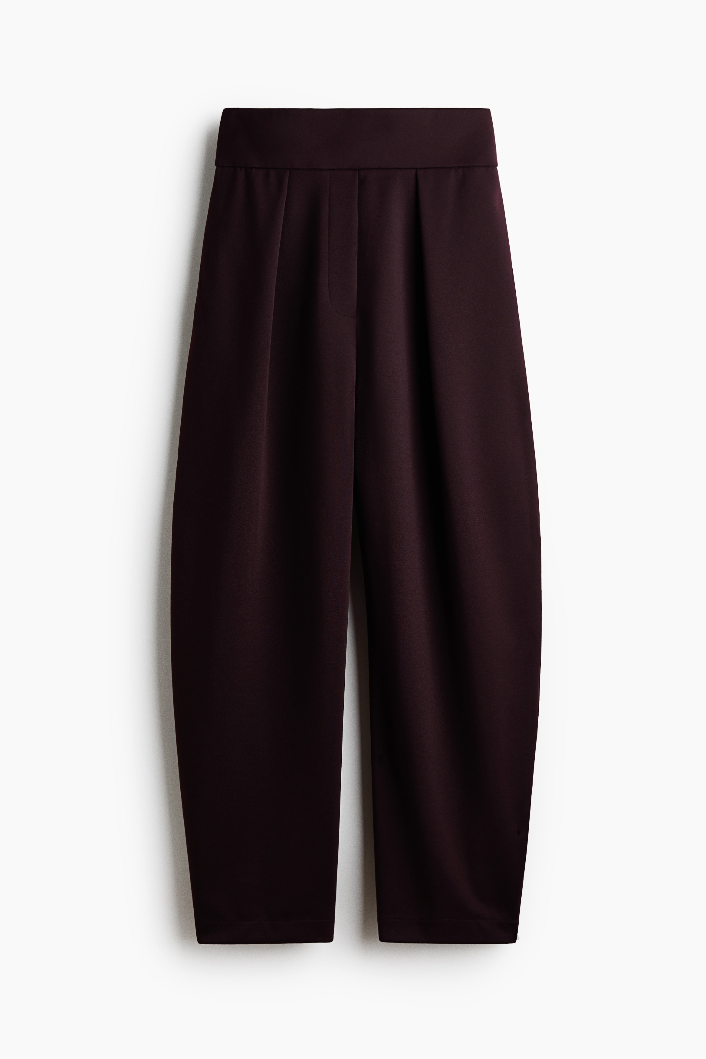Pleated Barrel-Leg Pants - Burgundy/Black