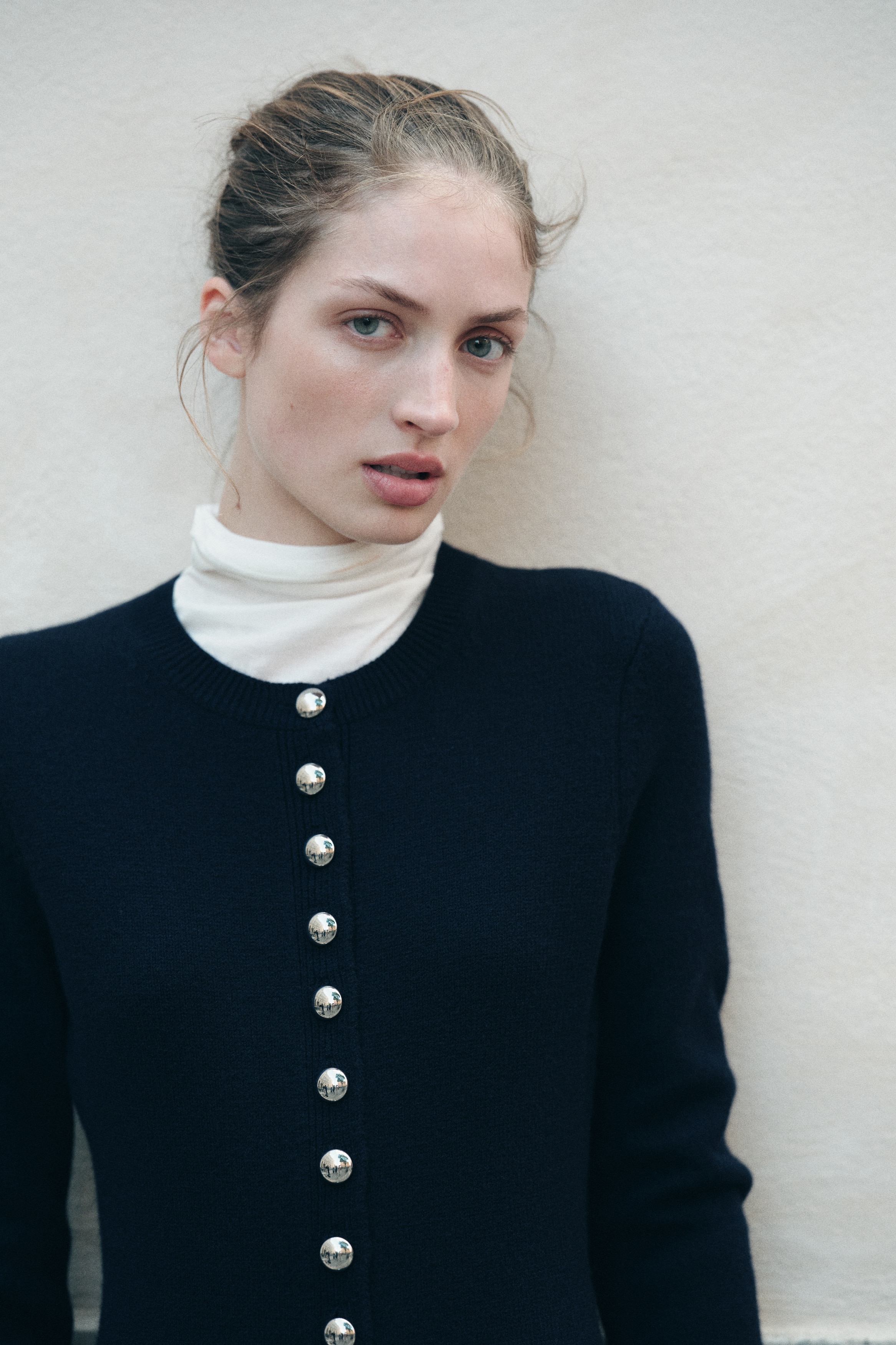 Knitted button-front dress