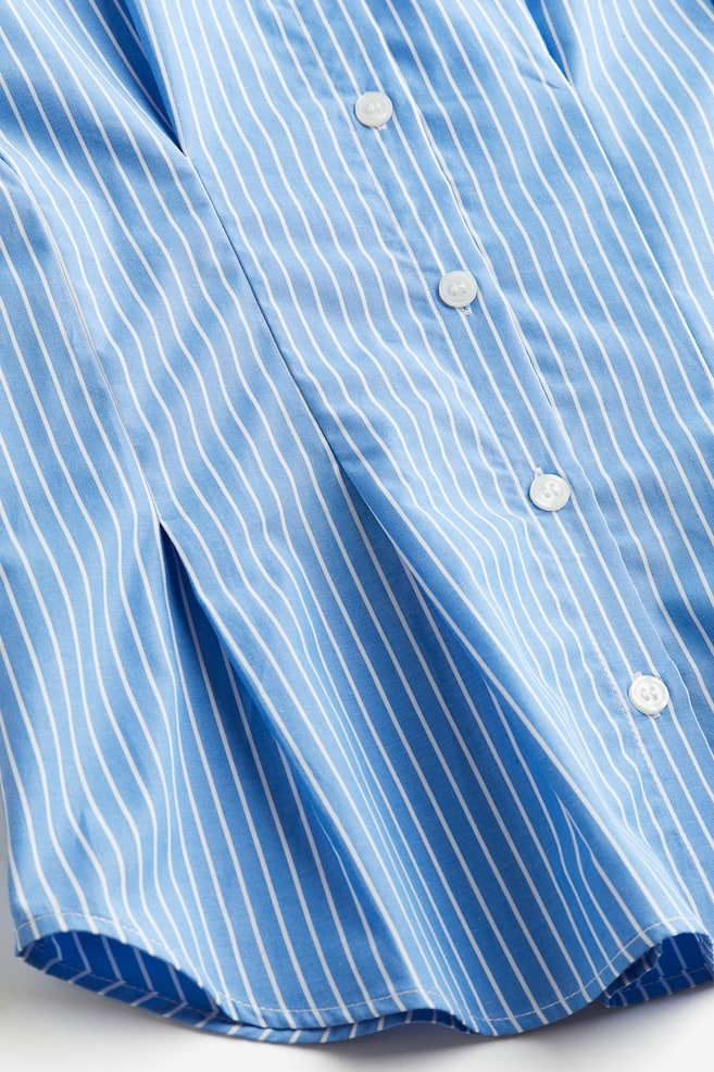 Skjorte i poplin med markeret talje - Blå/Stribet/Hvid/Sort - 5