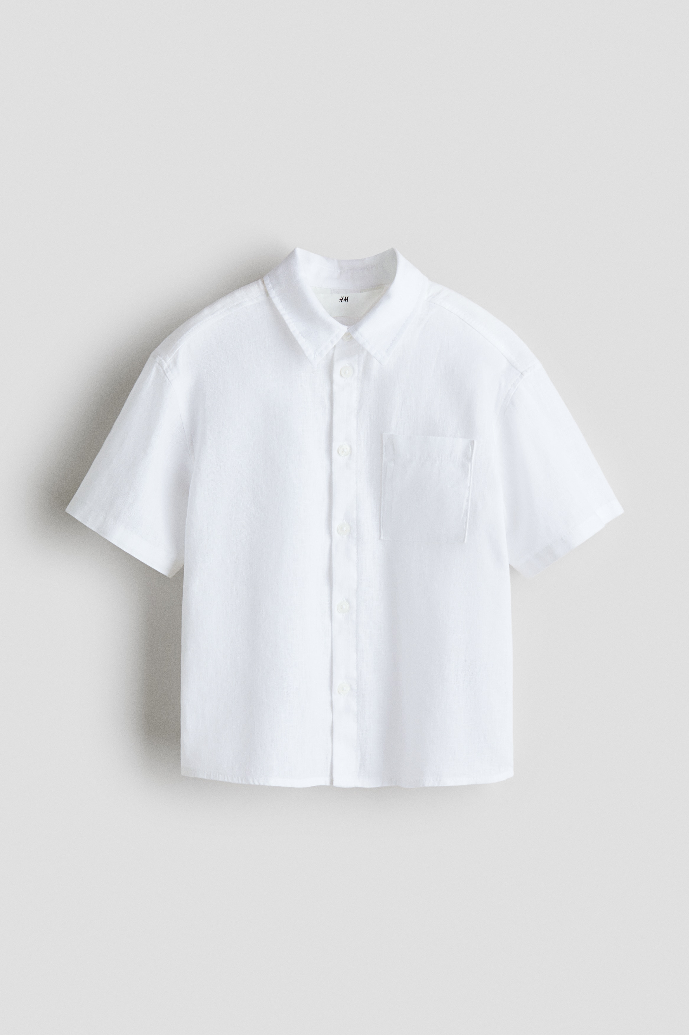 White Short-Sleeved Linen-Blend Shirt for kids | H&M US