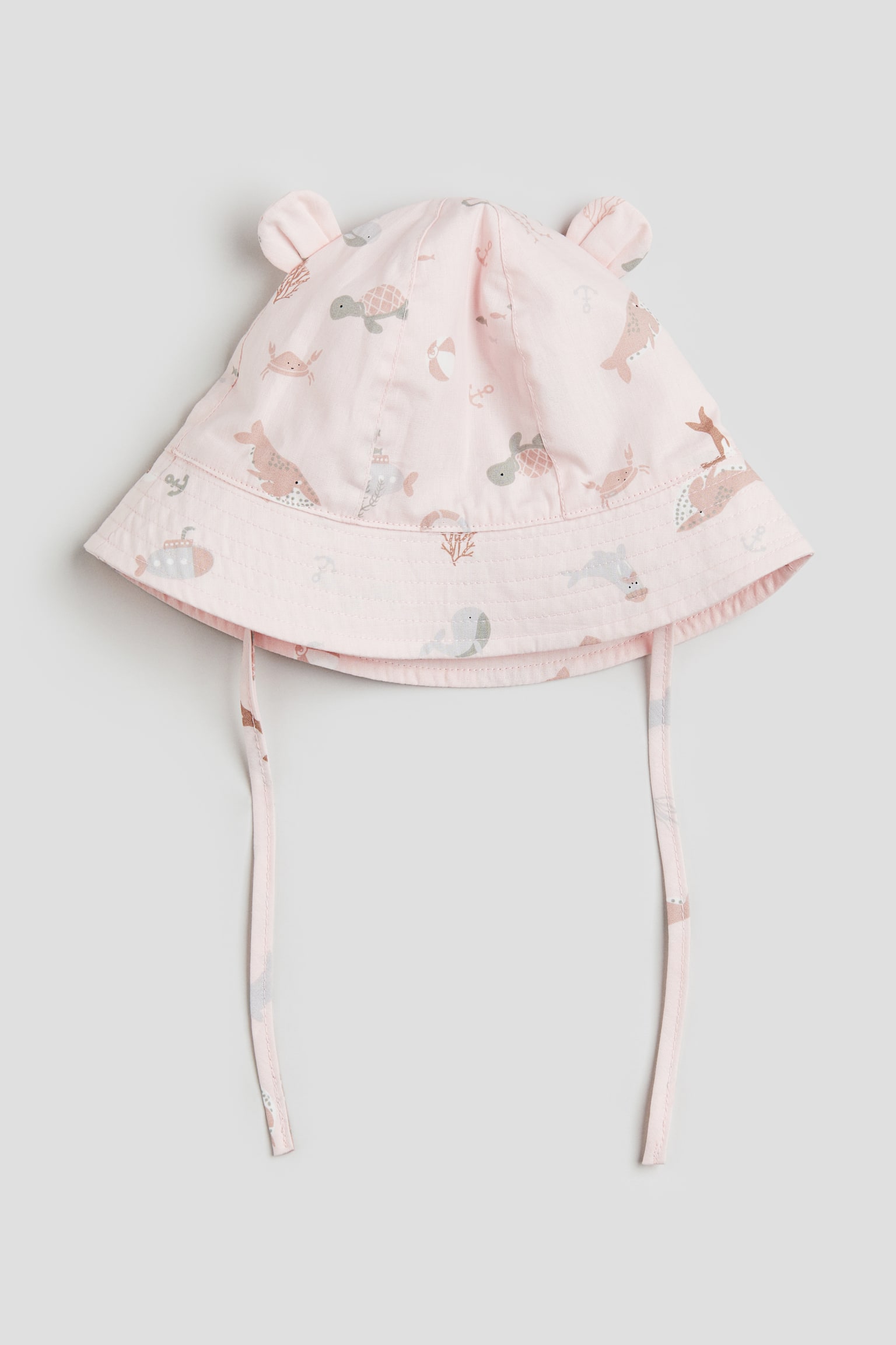 Ear-detail sun hat - Light pink/Turtles - 1