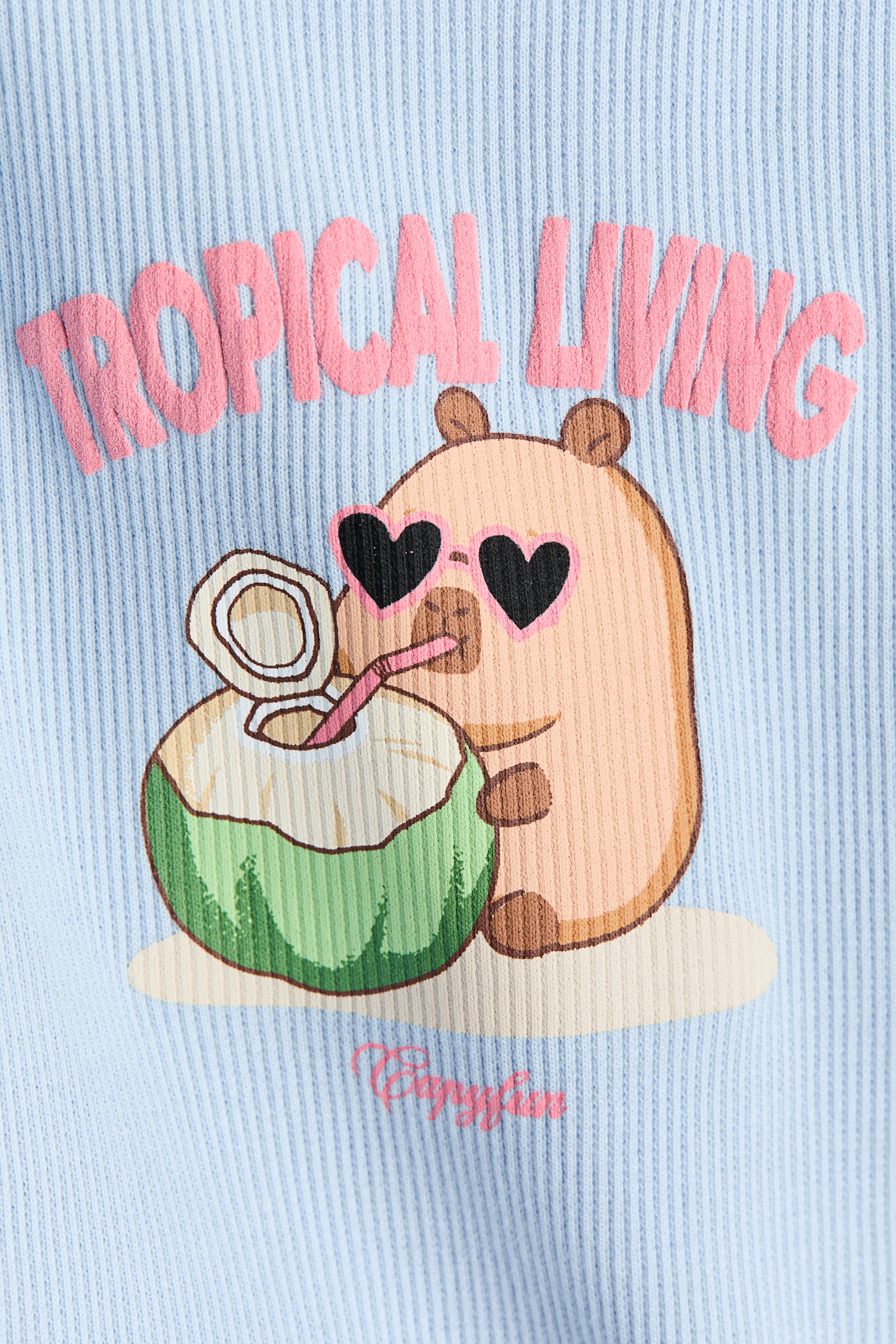 Ribbed Tank Top with Printed Motif