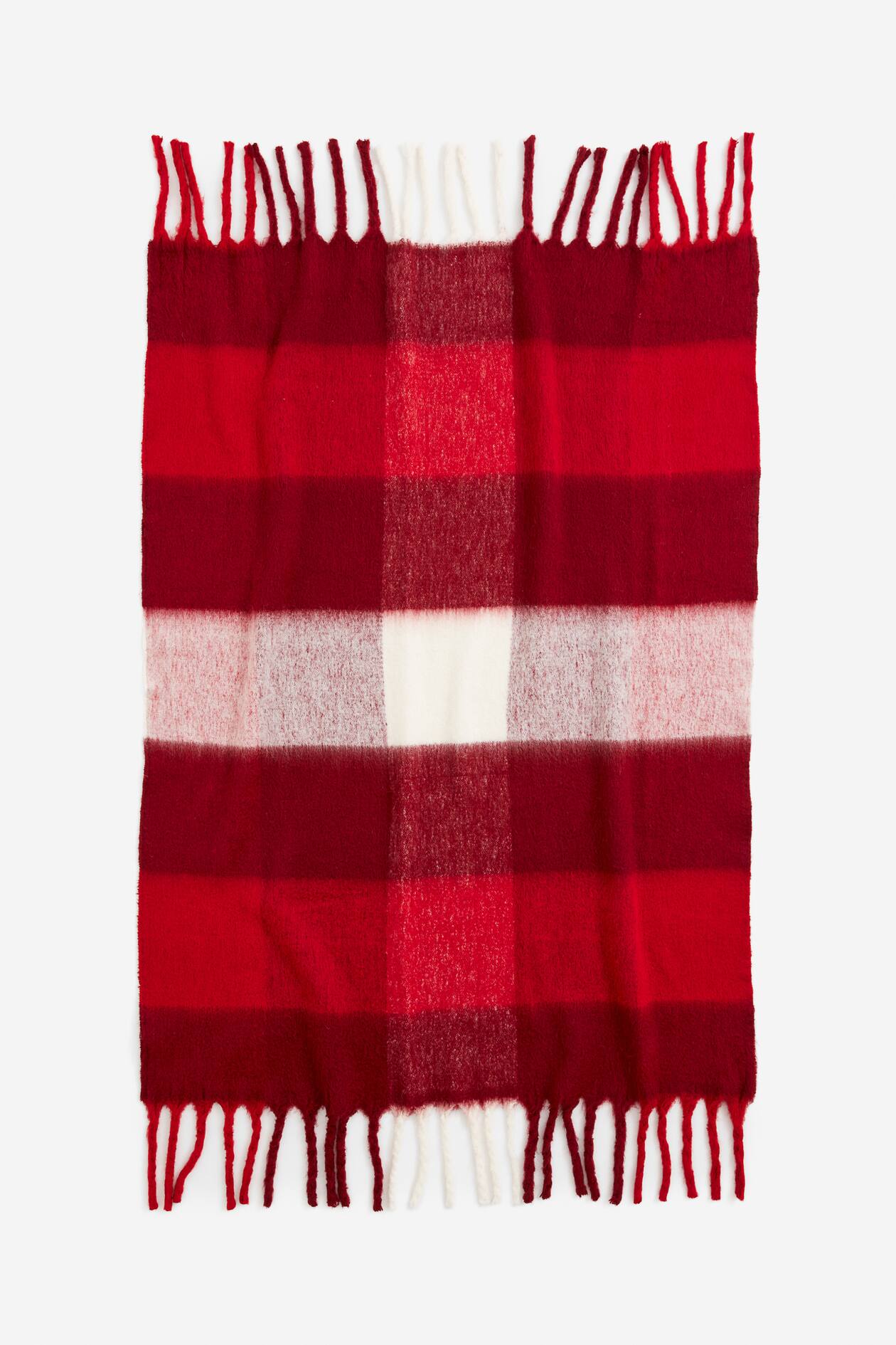 Woolblend blanket Dark red/Checked Home All H&M IE