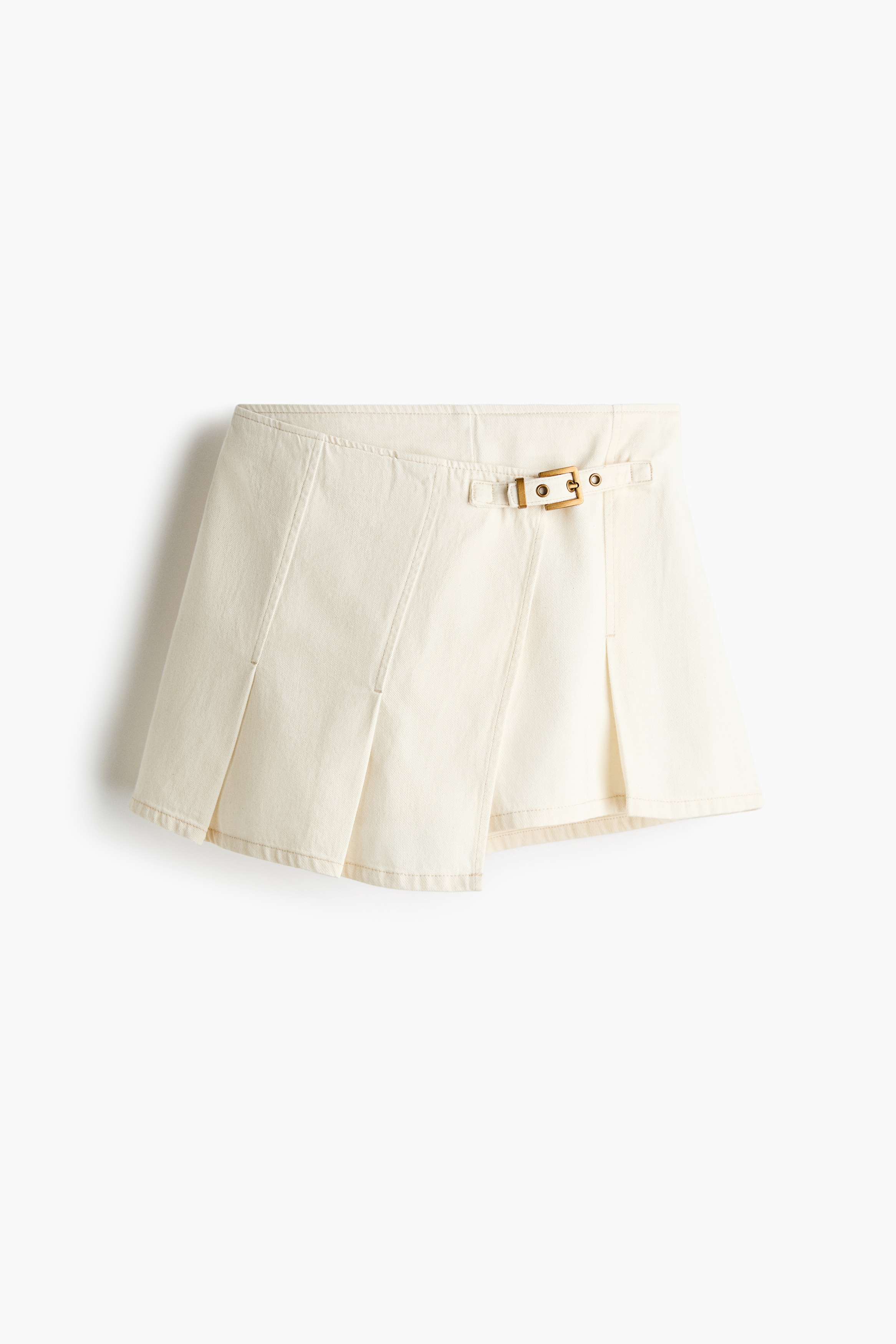 Wrapover denim skort - Light beige/Light denim blue