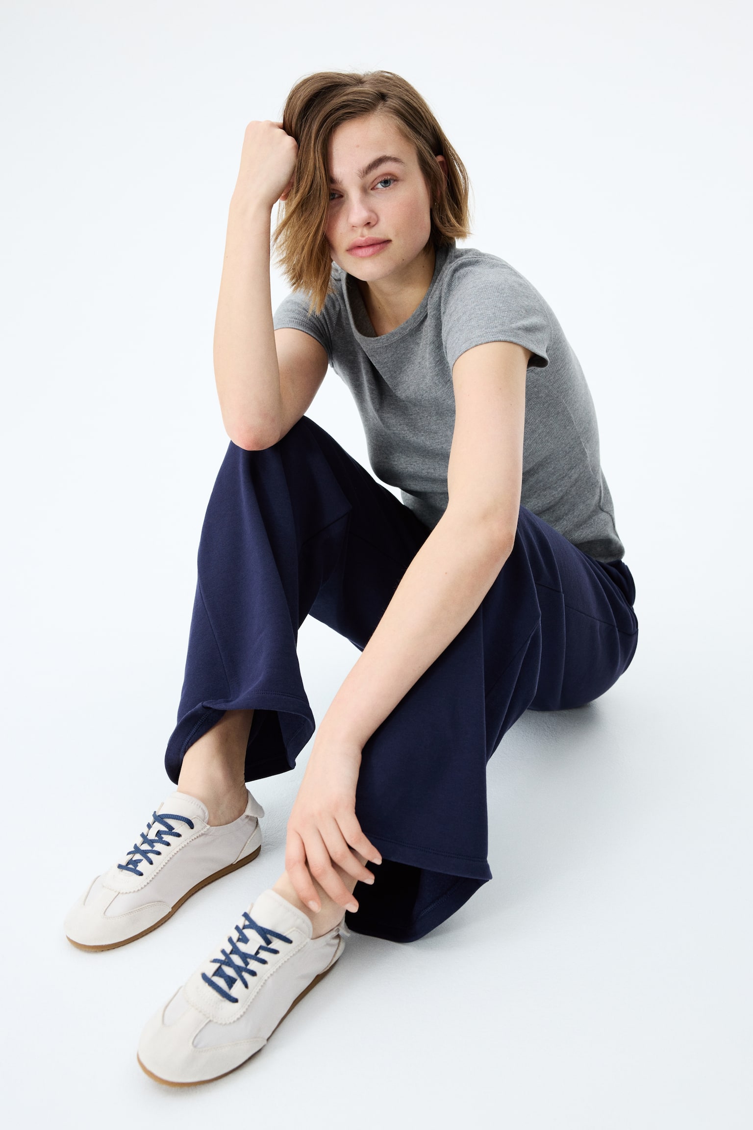 Wide joggers - Navy blue/Black/Dark plum purple/Dark grey/Grey marl/Rust red/Light pink/Light grey marl/White/Navy blue/Burgundy/Light pink/Dusty emerald green/Light grey marl/Dark brown - 6