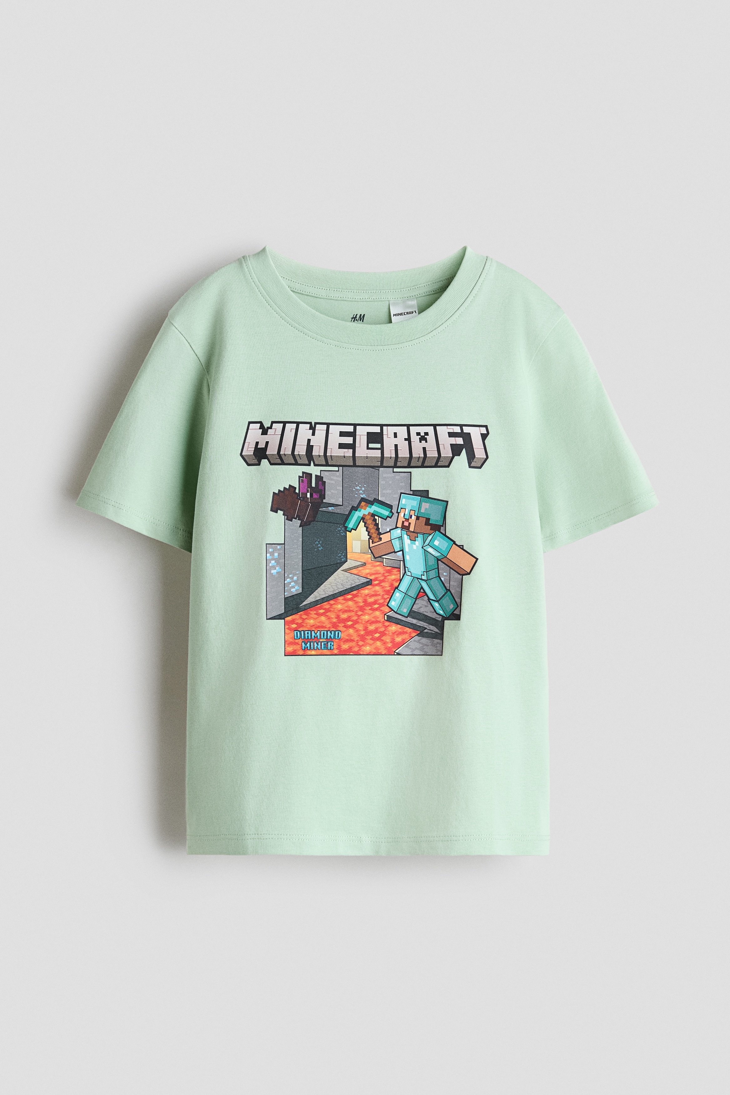 プリントTシャツ - ライトグリーン／Minecraft/ブラック／Minecraft/ホワイト／Minecraft