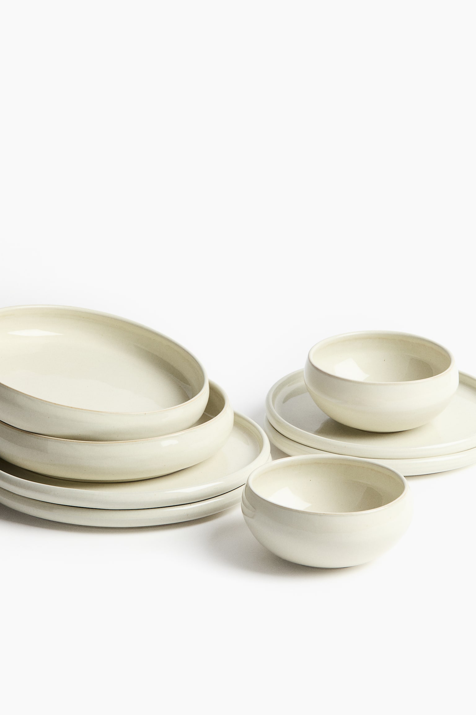 2-pack stoneware dinner plates - White/Green - 9