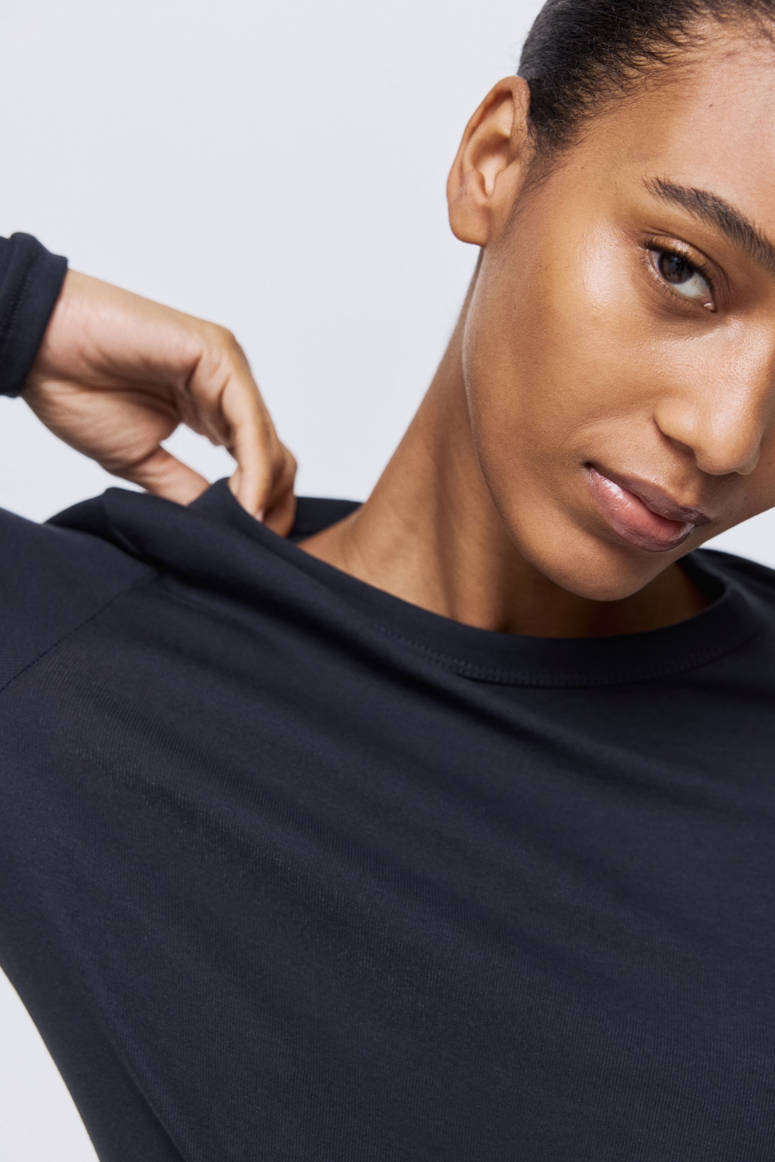 Long-sleeved jersey top - Navy blue/Black/Dusty brown/Light pink/Dark brown/Burgundy/White/Blue-grey/Light beige - 4