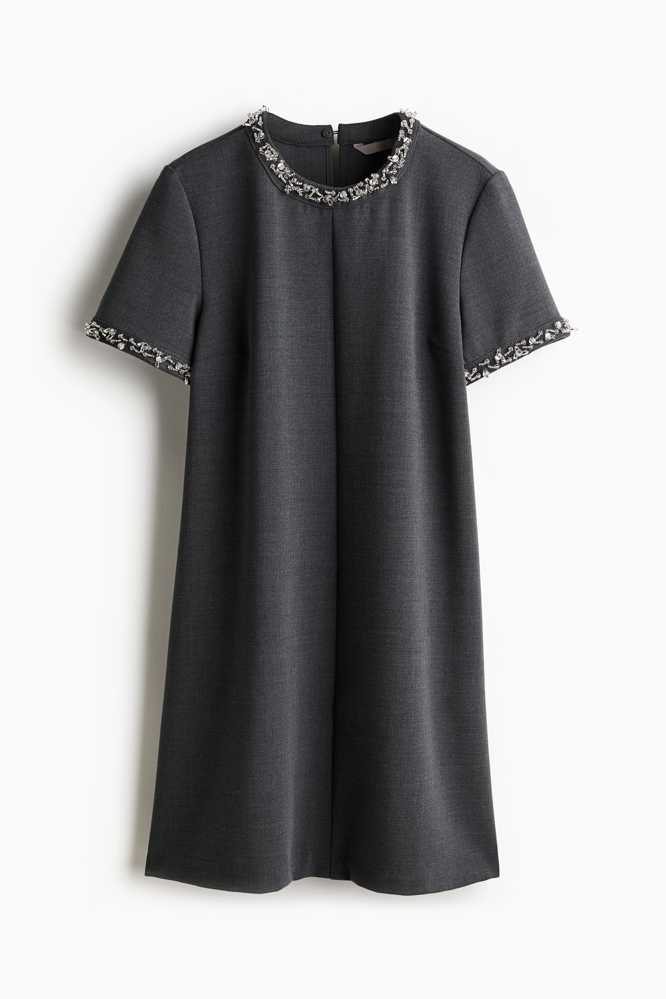 H & M - ビーズエンベリッシュドワンピース - グレー