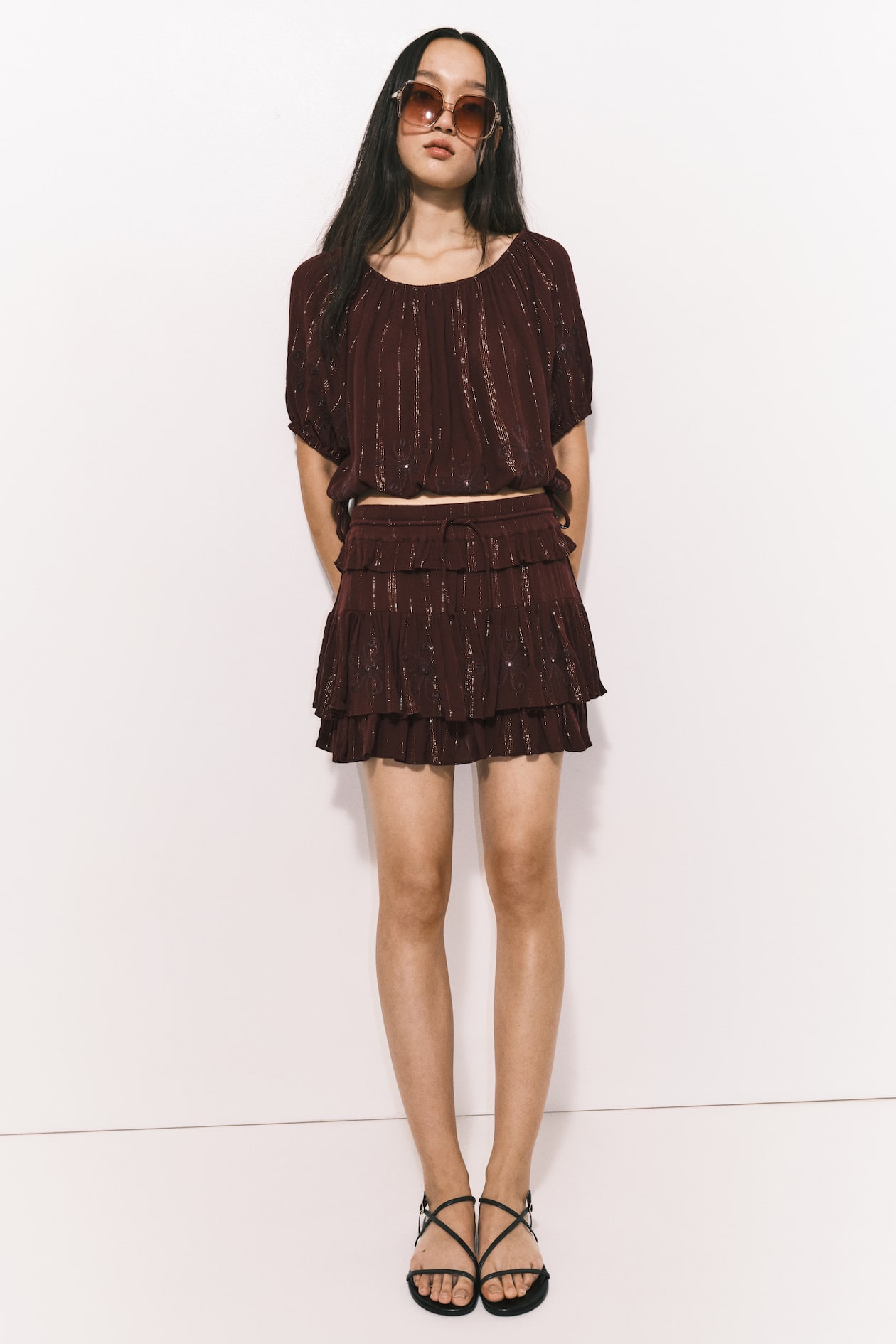 Miniabito Con Gonna Svasata - Bordeaux - DONNA | H&M CH - Foto 2