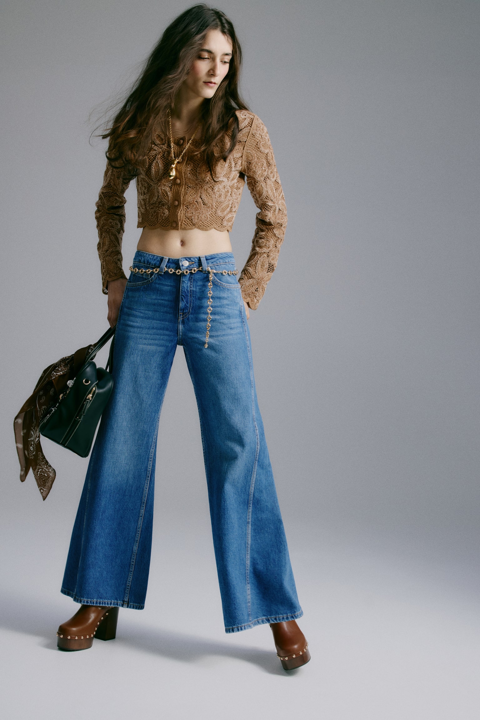 Flared High Waist Jeans - Blu denim - 5