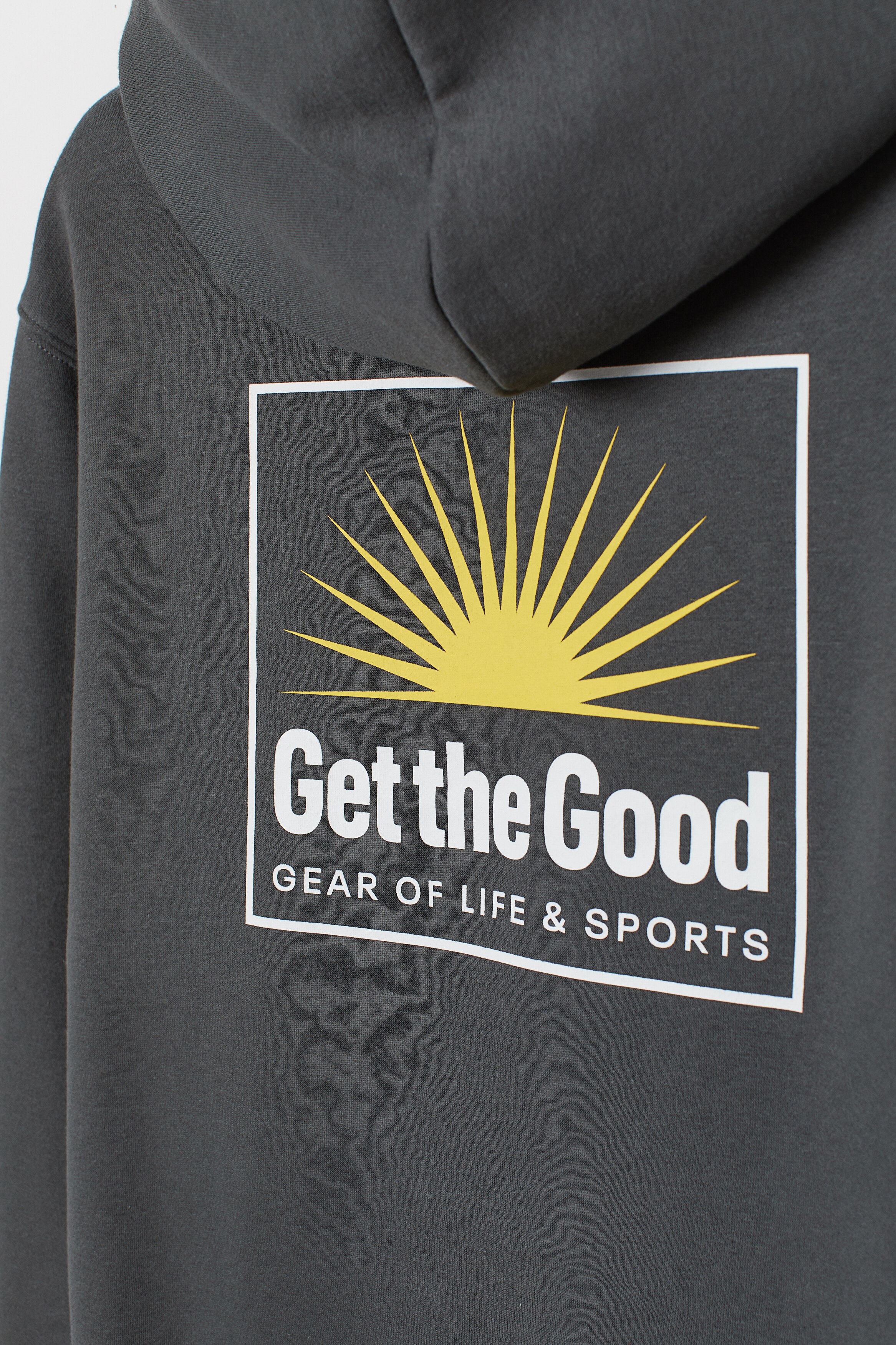 Printed hooded top - Dark grey/Get the Good - Men | H\u0026M HK