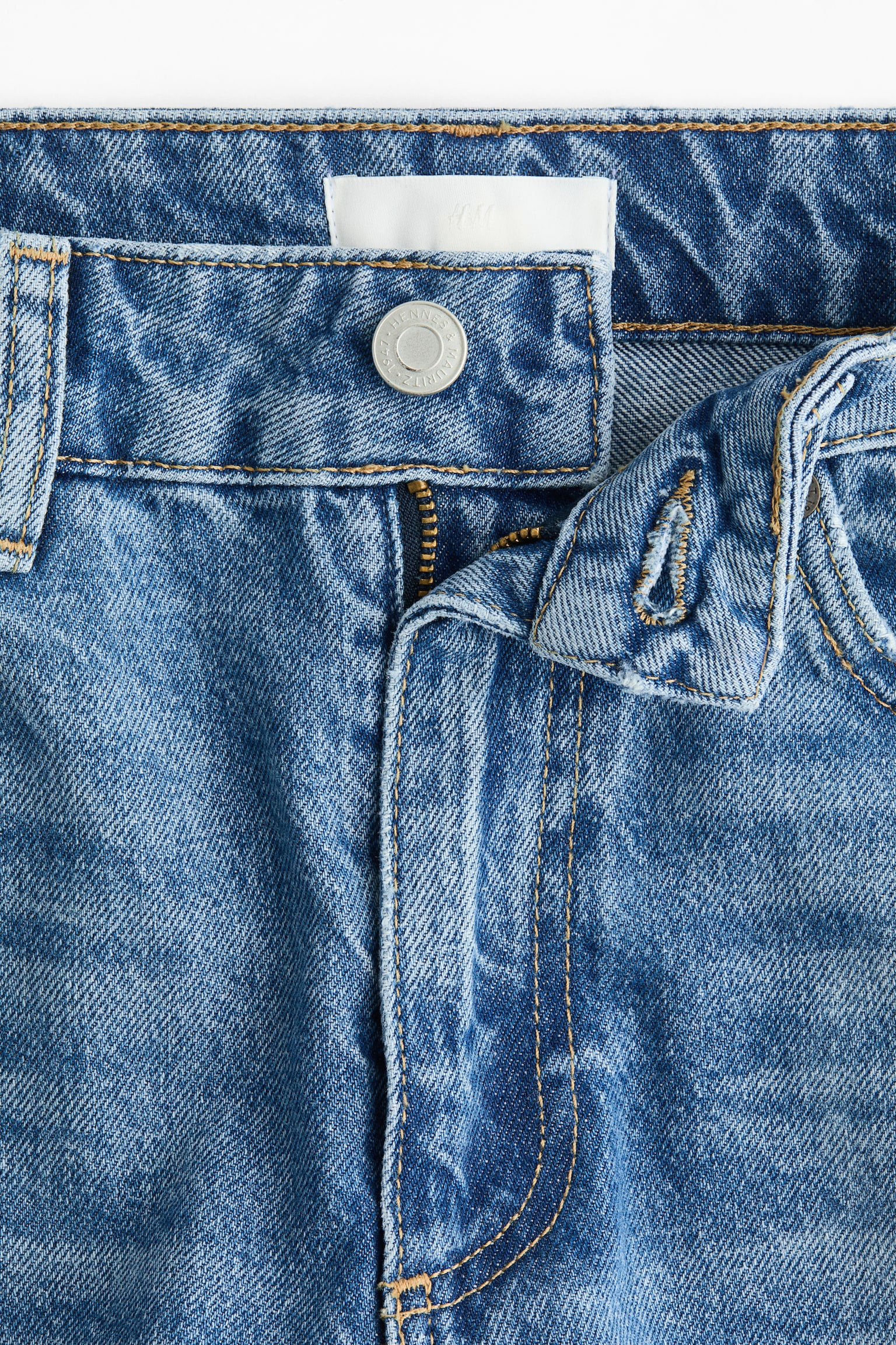 Mom High Waist Ankle Jeans - Denimblå/Grå - 6