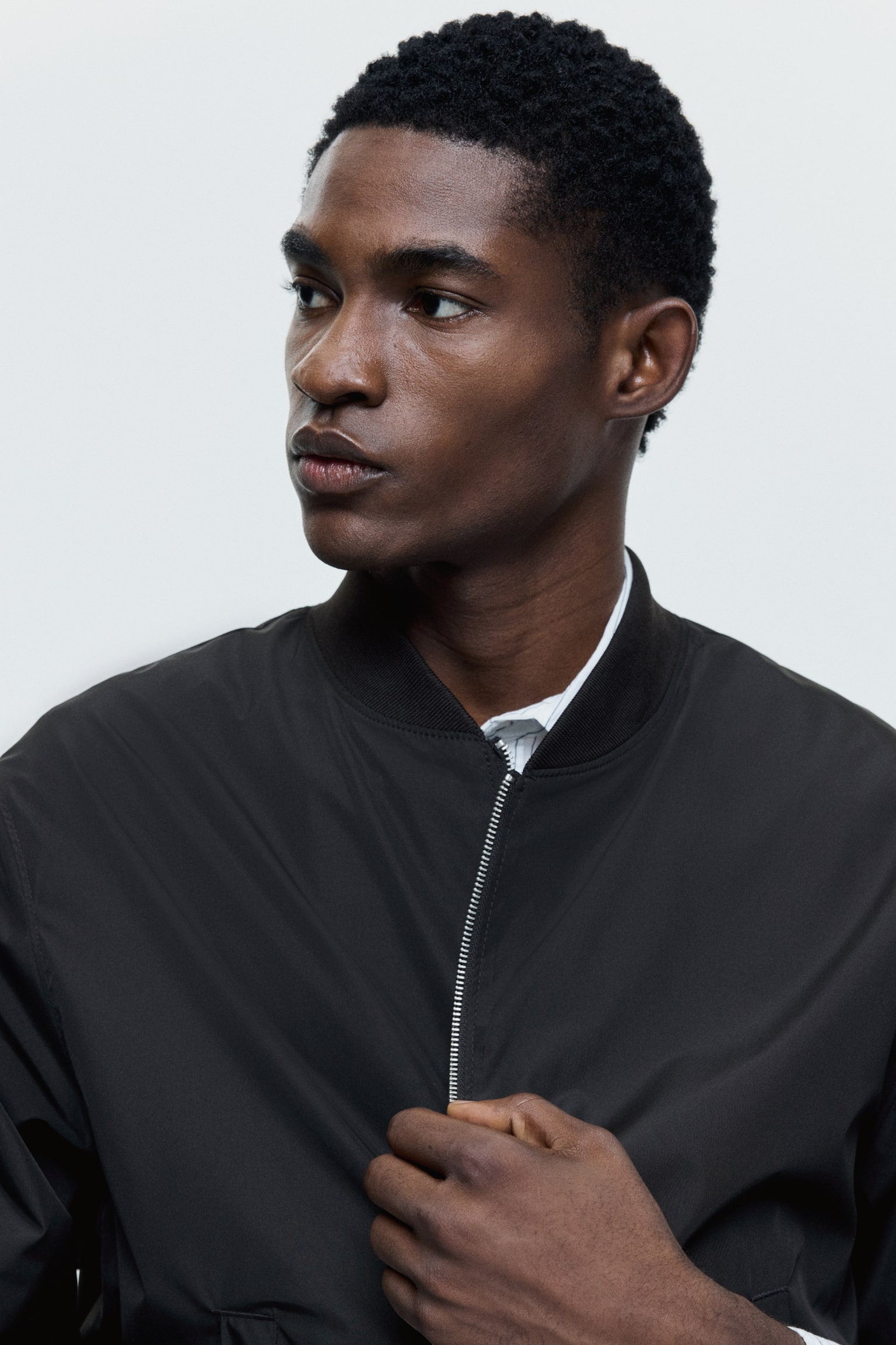 Lightweight bomber jacket - Black/Dark beige/Dark blue - 6