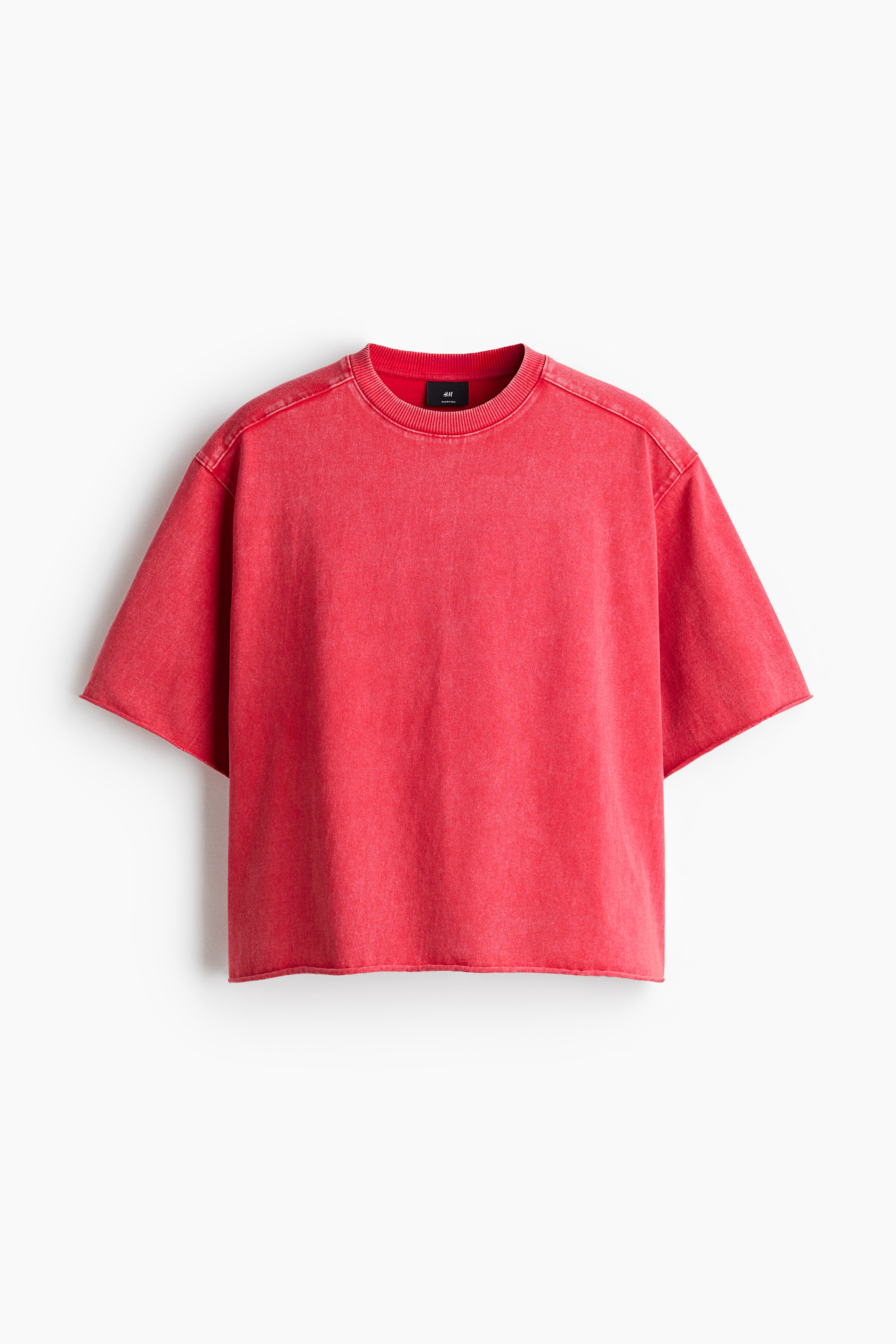 Oversized Boxy T-Shirt - Light red/White