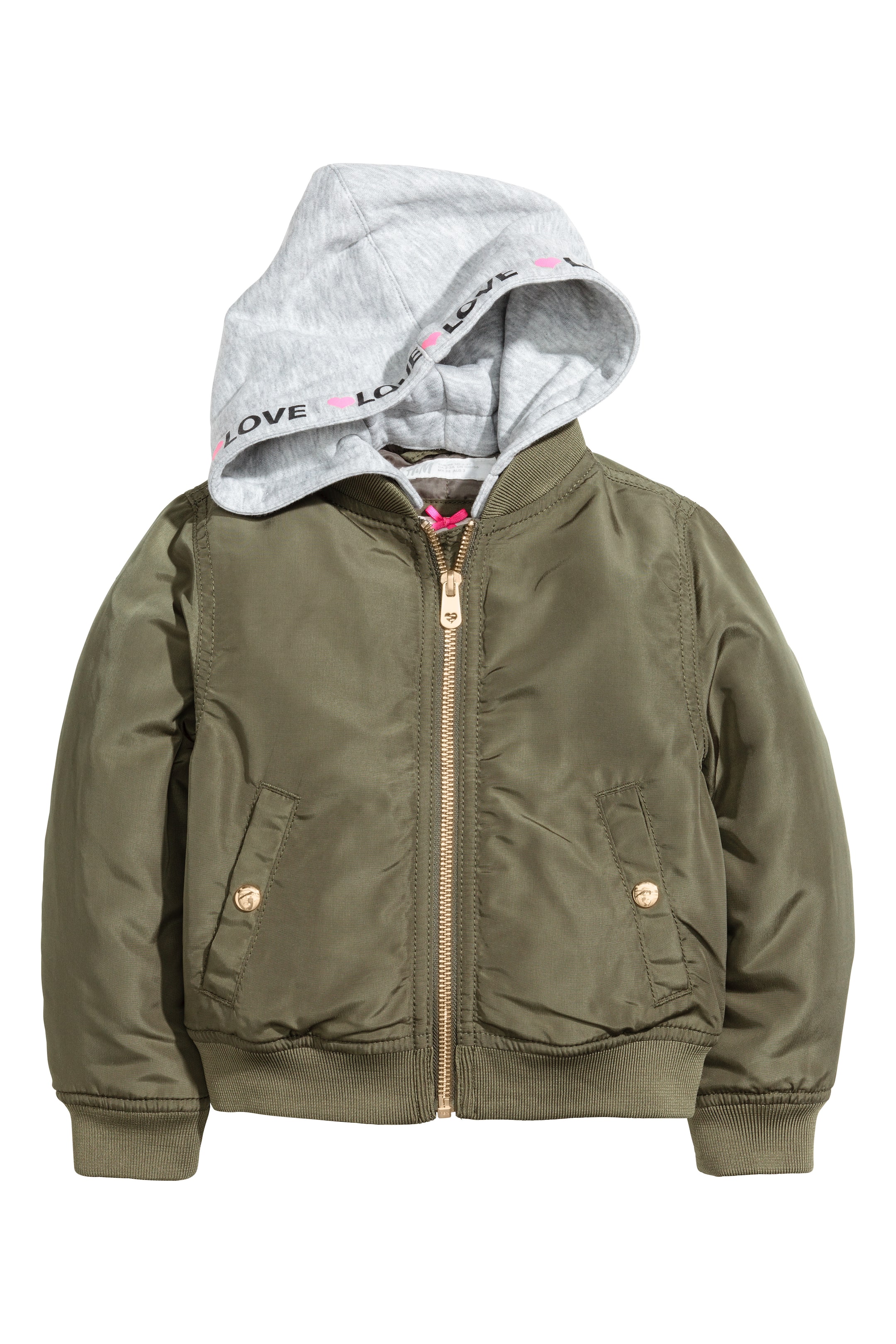 View larger image: Hooded bomber jacket - Khaki green - Kids | H&M GB 1