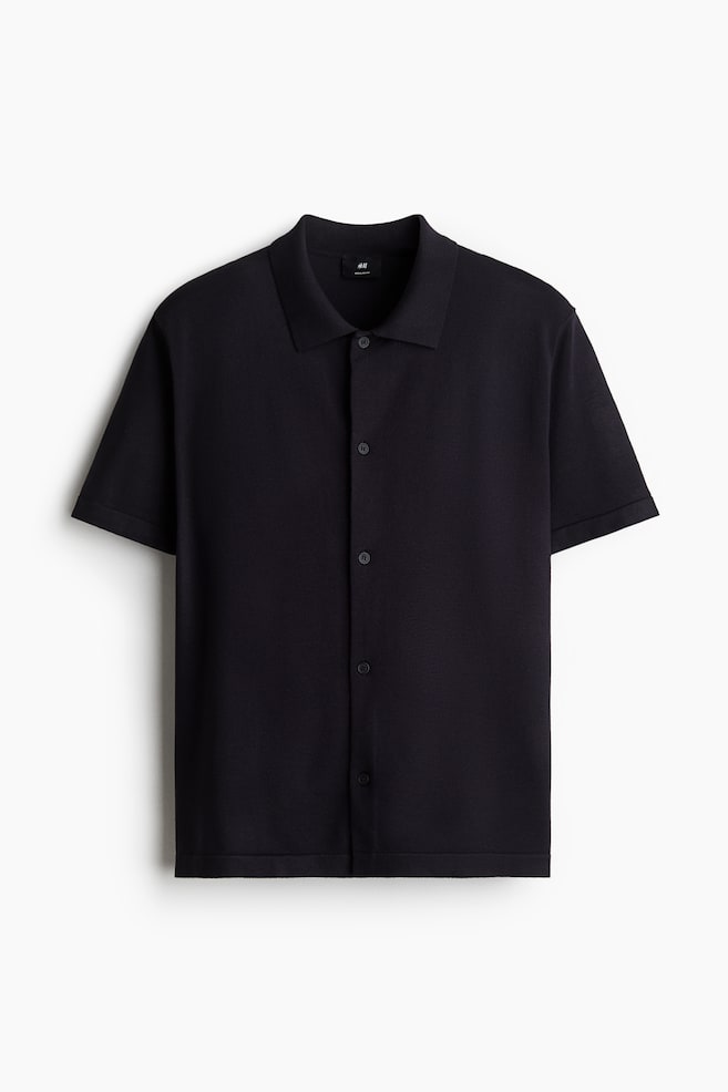 Regular Fit Fine Knit Shirt - Navy blue/Light blue/Dark brown - 1