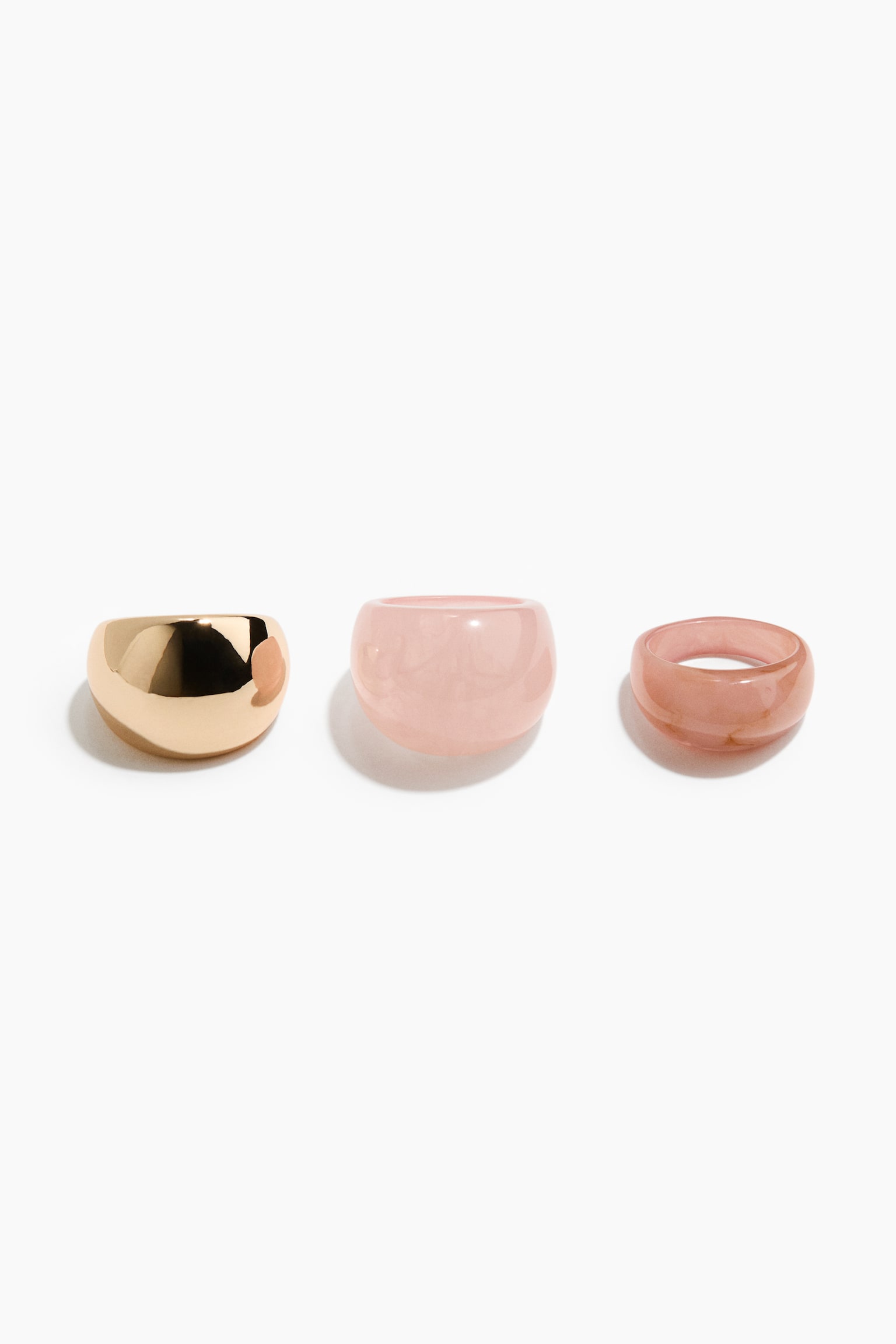 Pack de 3 maxianillos - Rosa empolvado claro/Dorado