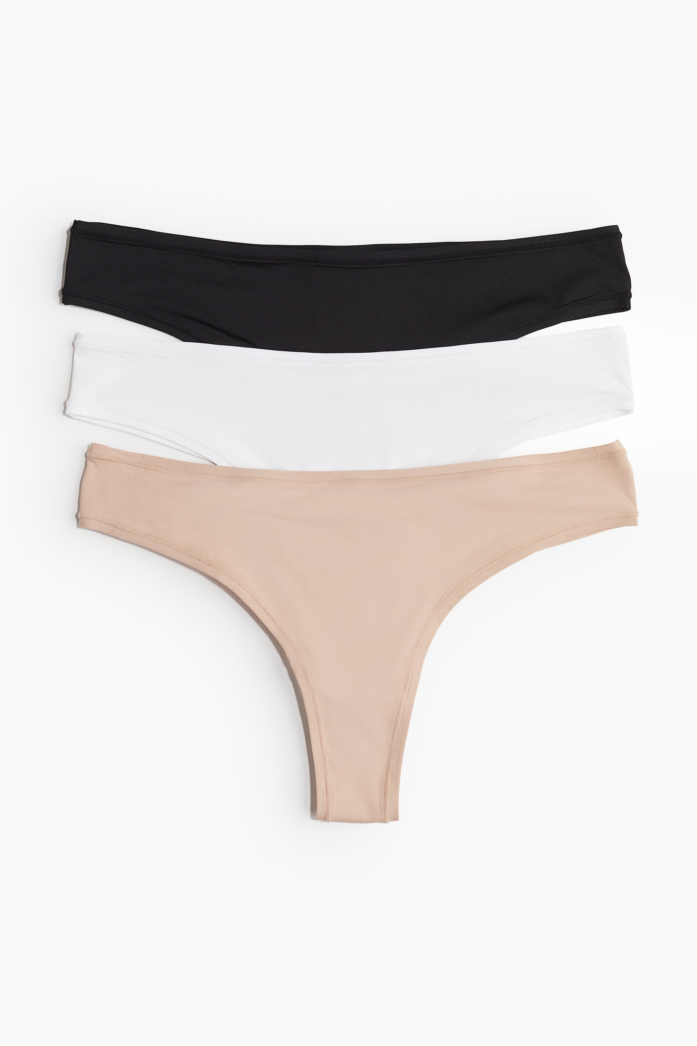 3-pack microfibre Brazilian briefs - Beige/White/Black/Black
