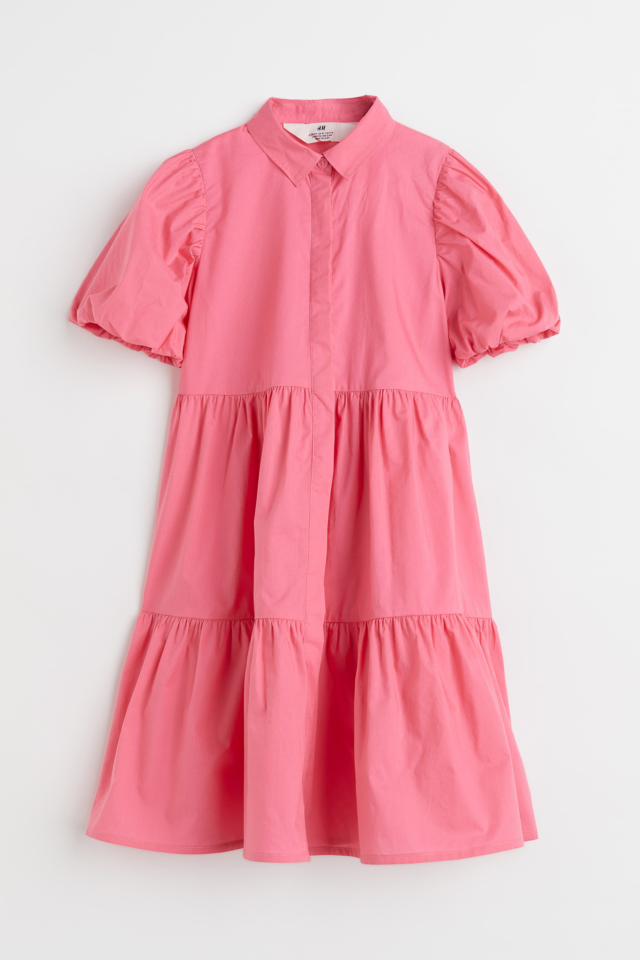 View larger image: Puff-sleeved dress - Pink - Kids | H&M GB 1
