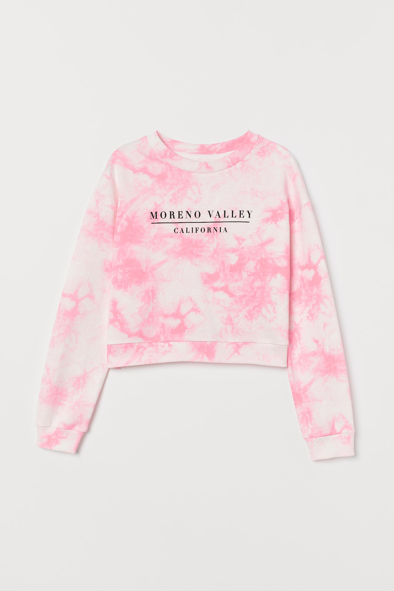 Printed sweatshirt - Round neck - Long sleeve - Neon pink/Moreno Valley ...