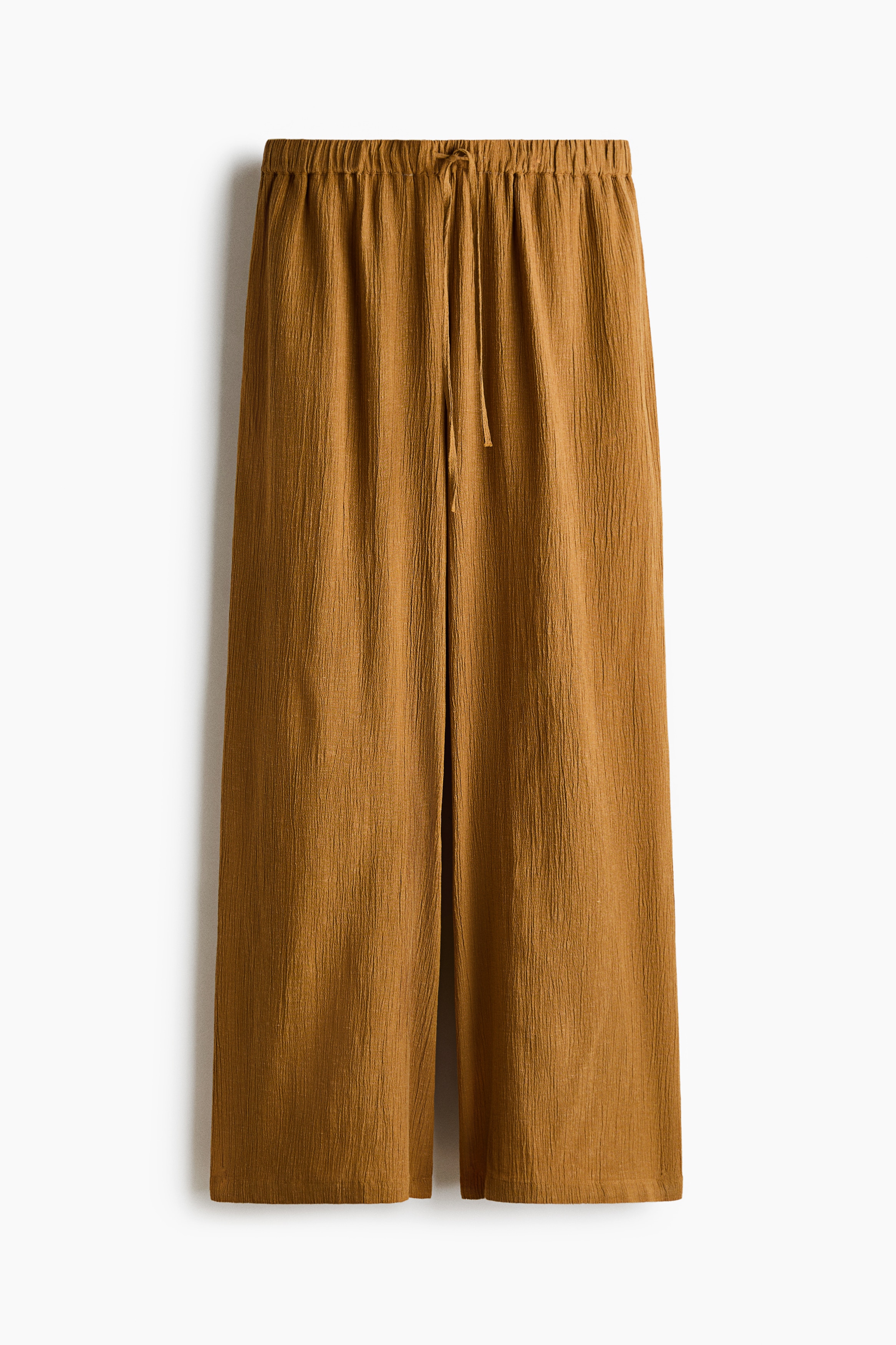Linen-blend drawstring trousers - Mustard yellow/Charcoal grey