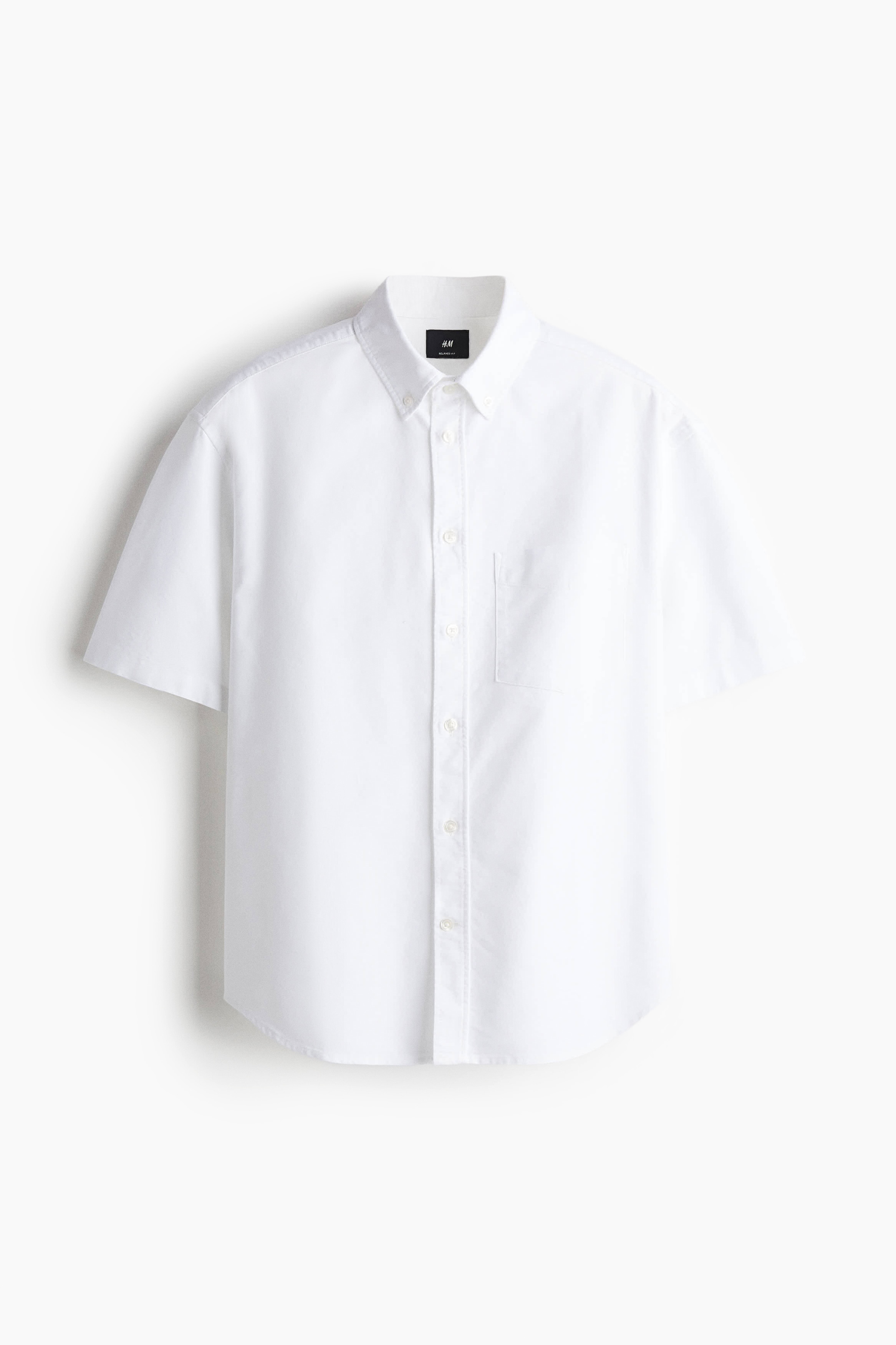 レギュラーフィット 半袖オックスフォードシャツ - ホワイト/ライトブルー/ブラック