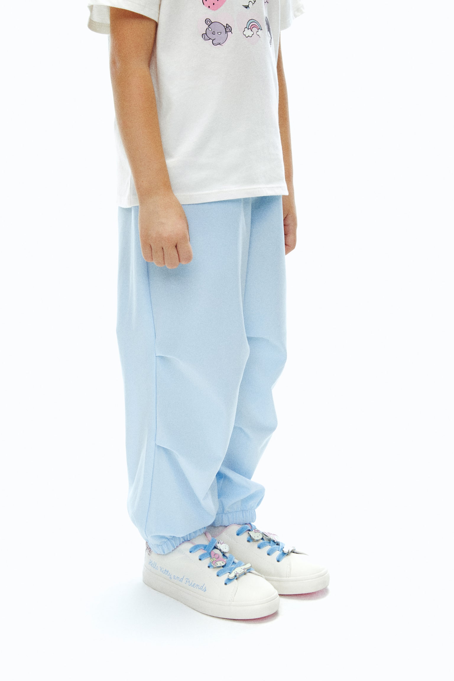 鬆緊式長褲 - 淺藍色/粉紅色 - 5