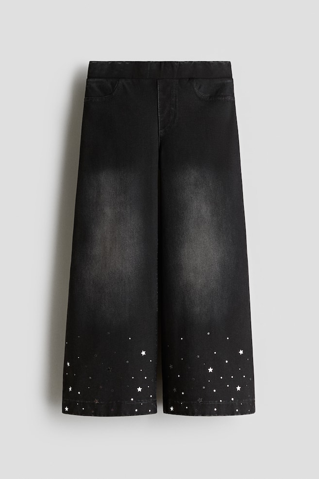 Wide denim-look trousers - Black/Stars/Light denim blue/Dark denim blue/Dark denim blue/Hearts/Light denim blue/Denim grey/Denim grey/Light denim blue/Hearts - 1