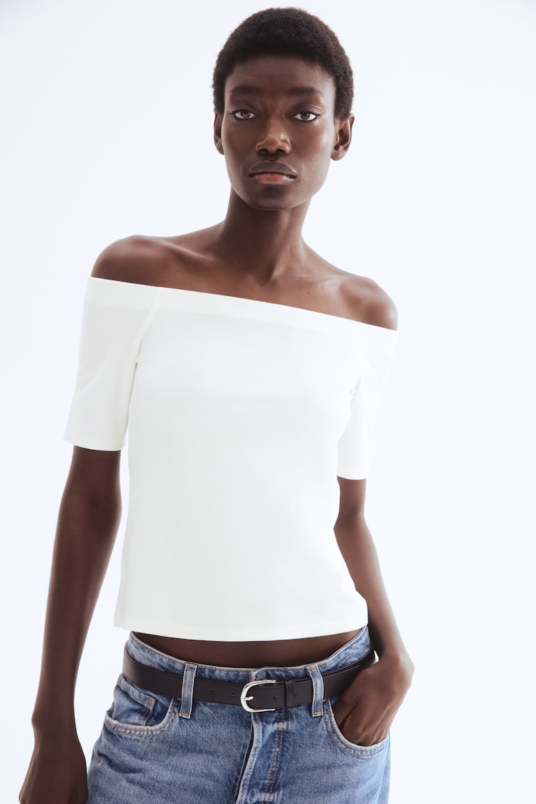 Off-the-Shoulder Top White Ladies H&M US
