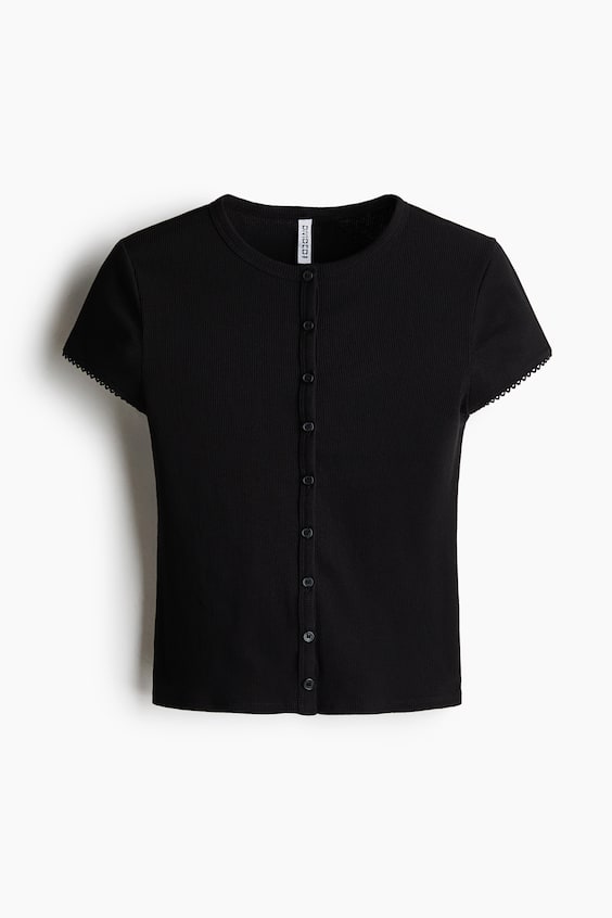 Женские топы H&M Ribbed Button-Front Top