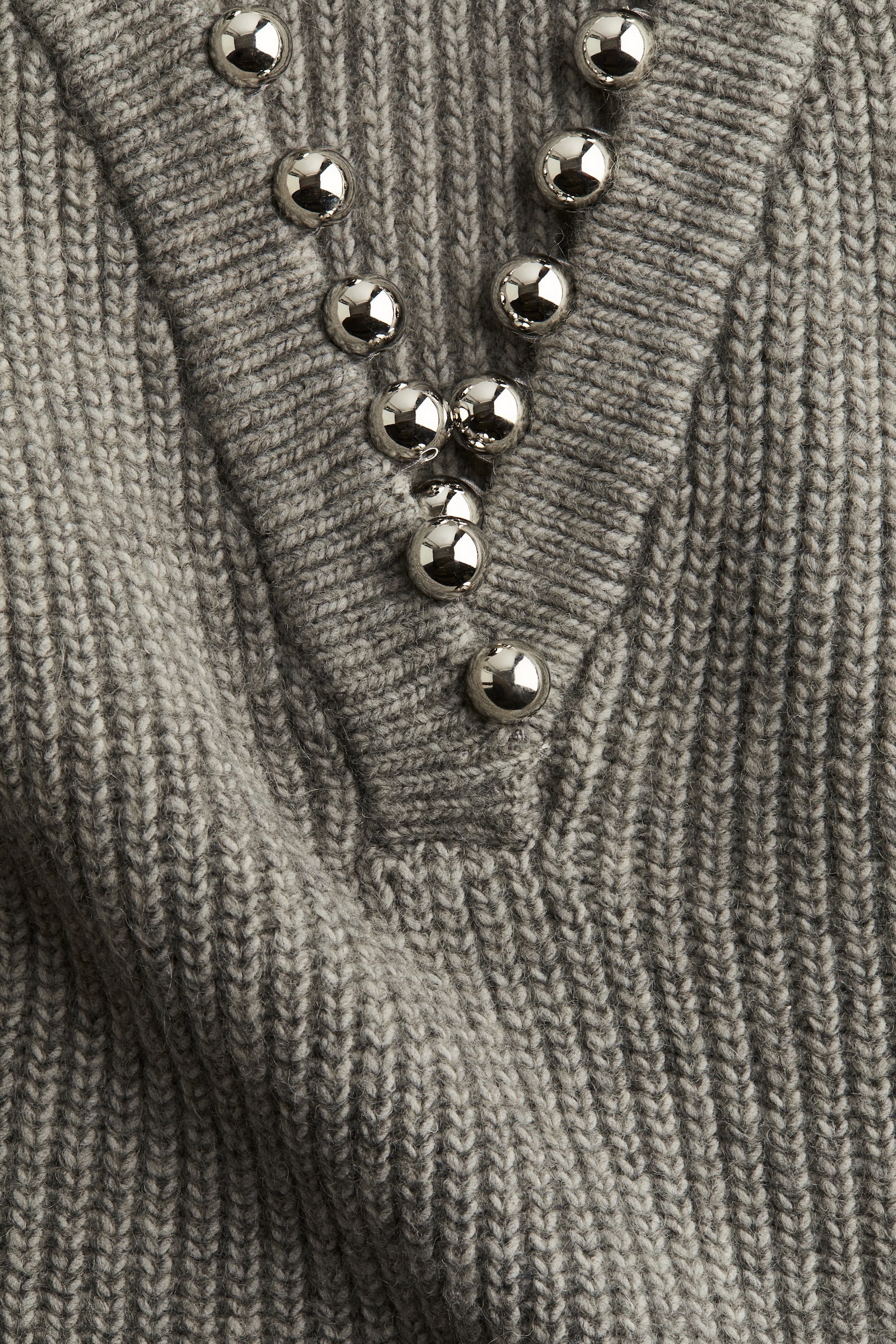 Bead-detail jumper - Grey marl/Cream - 4