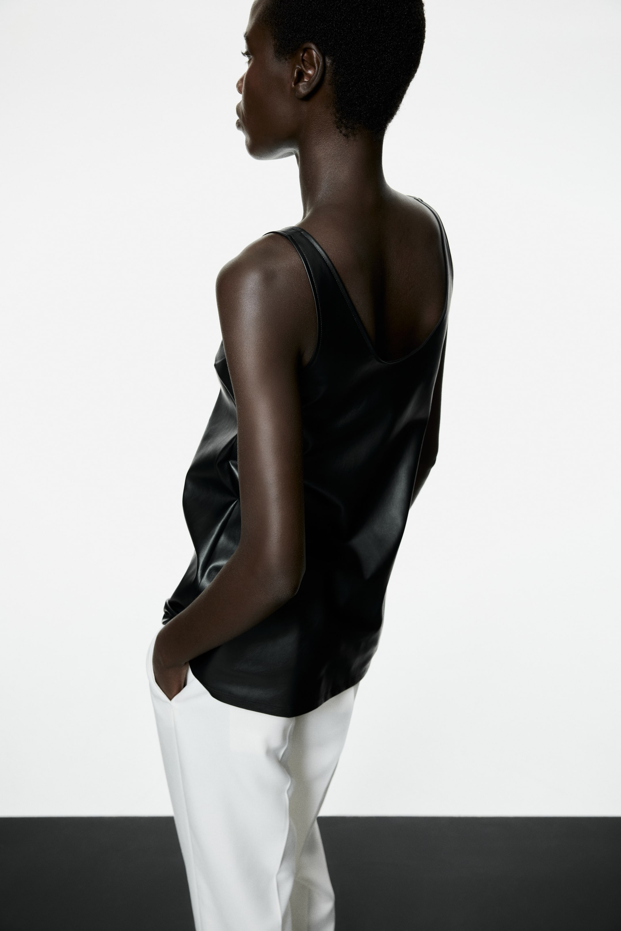 View larger image: Coated vest top - Black - Ladies | H&M 1