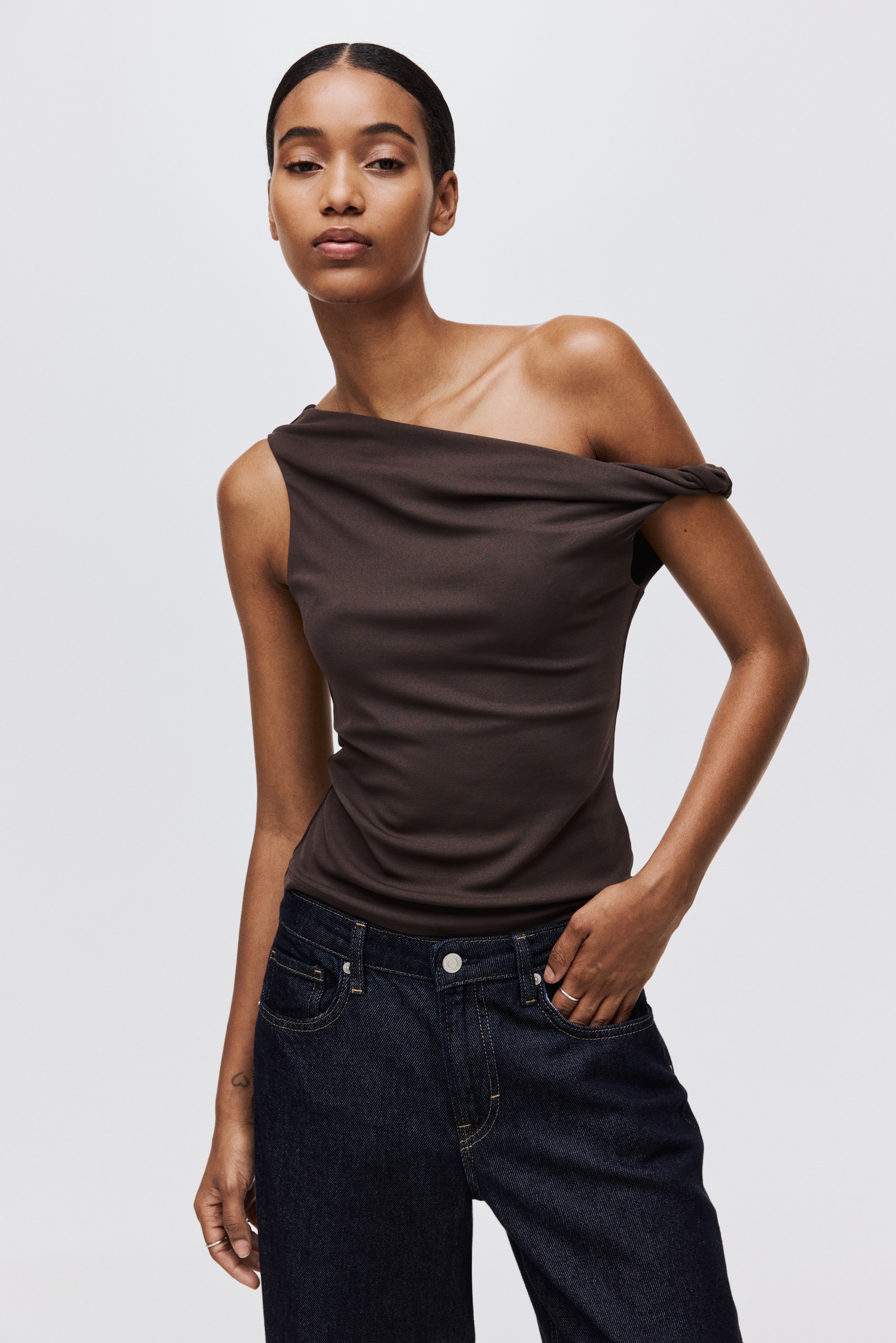 H & M - ワンショルダートップス - ブラウン H & M - ワンショルダートップス - ブラウン