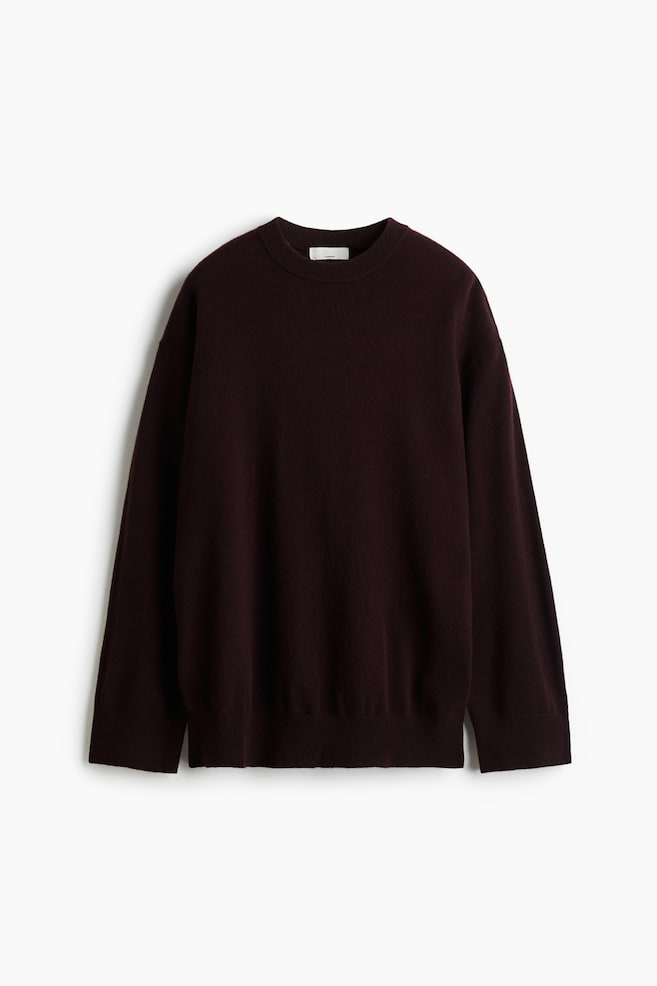 Kaschmirpullover in Oversize - Weinrot/Dunkles Weinrot/Schwarz - 1