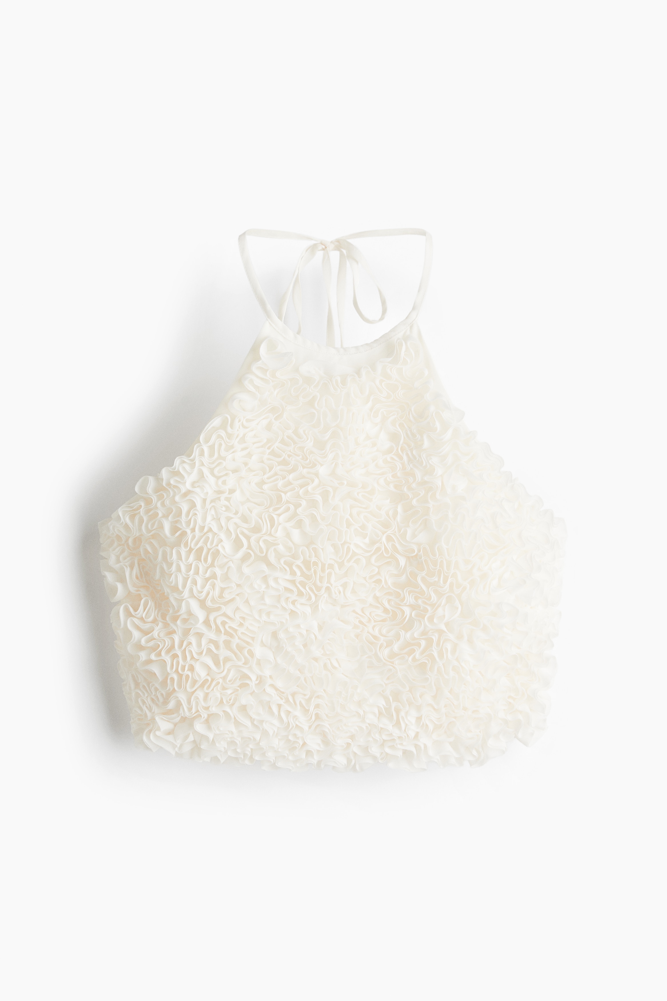 Ruffled Halterneck Top - White