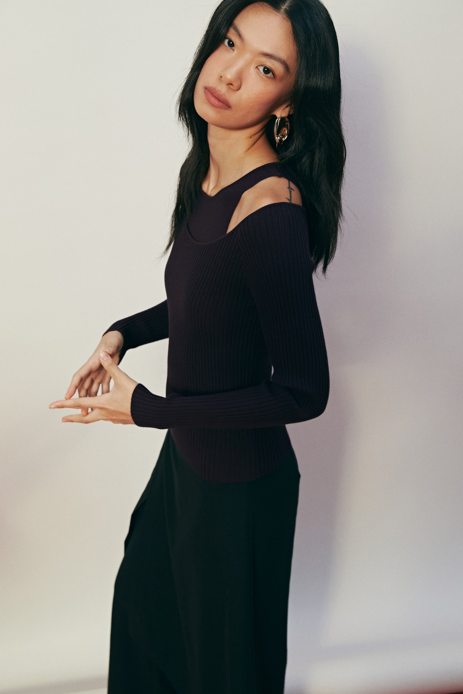 リブニットトップス - ダークプラムパープル - 5