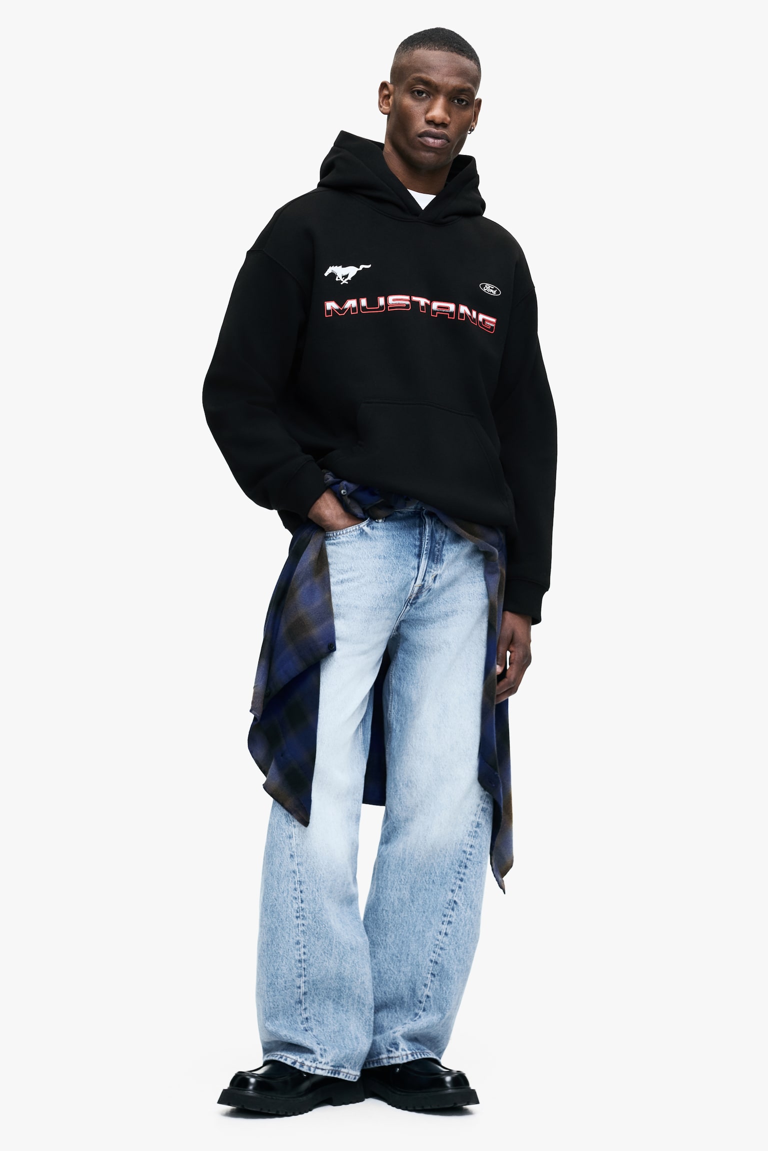 Мужское худи H&M Loose Fit, цвет: Чёрный / Ford — фото 2