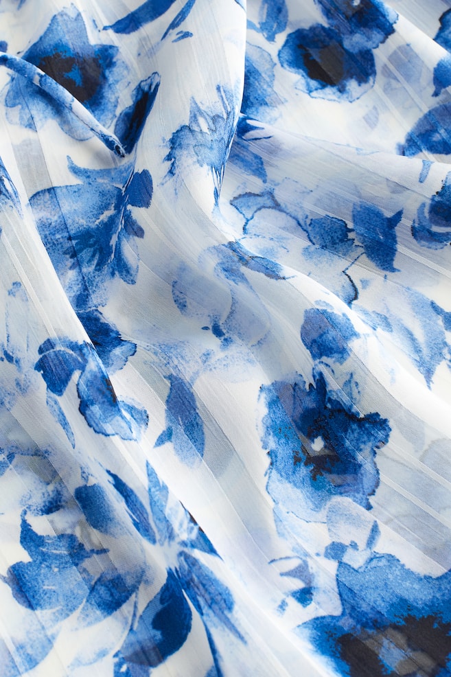 Camicetta in tessuto increspato con bordi a volant - Bianco/blu fiori/Crema/righe/Giallo/fantasia/Crema/motivi cashmere/dc - 6