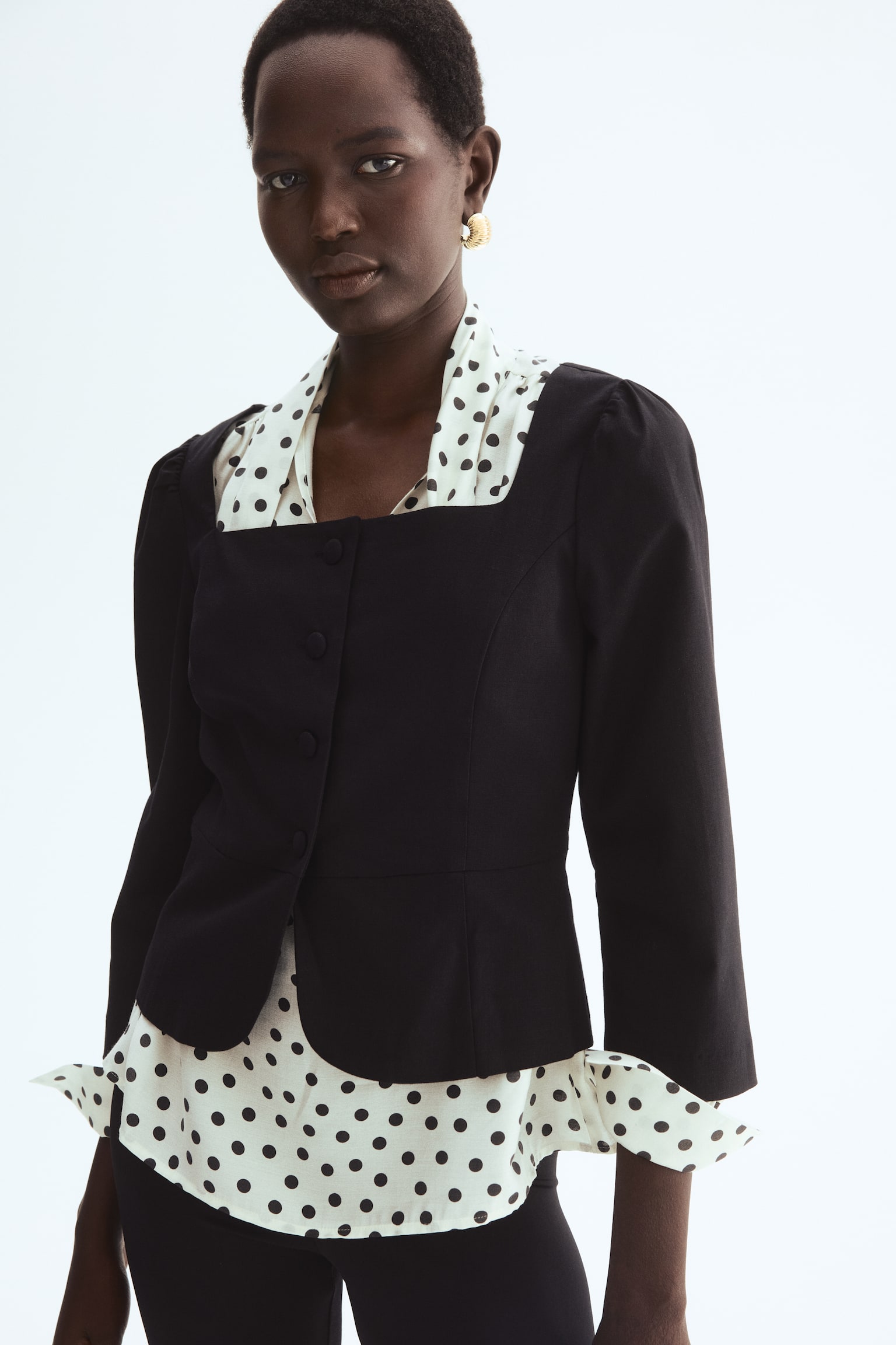Square-neck blazer - Black - 5