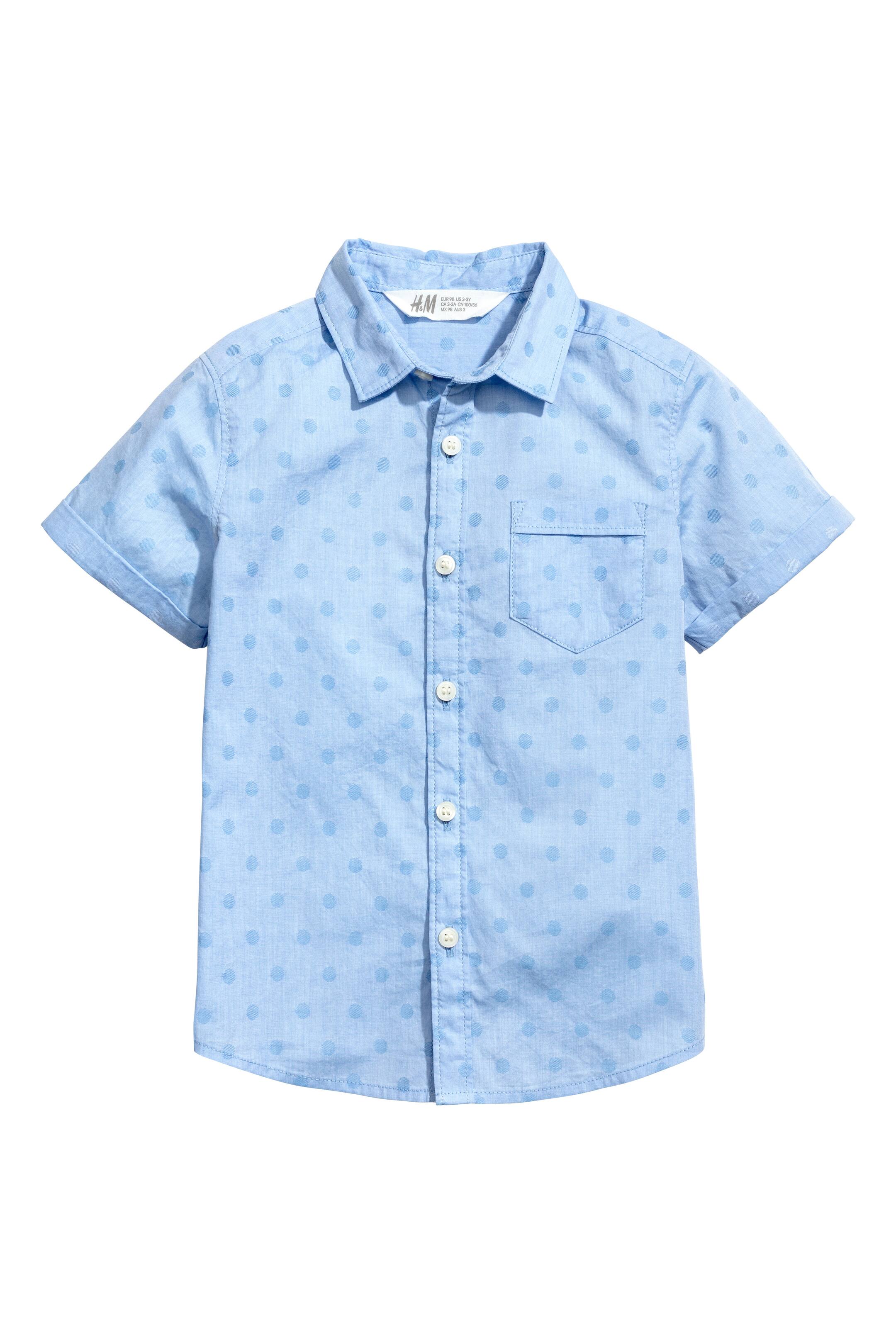 Näytä suurempi kuva: Lyhythihainen puuvillapaita - Vaaleansininen/Pilkullinen - Kids | H&M FI 1