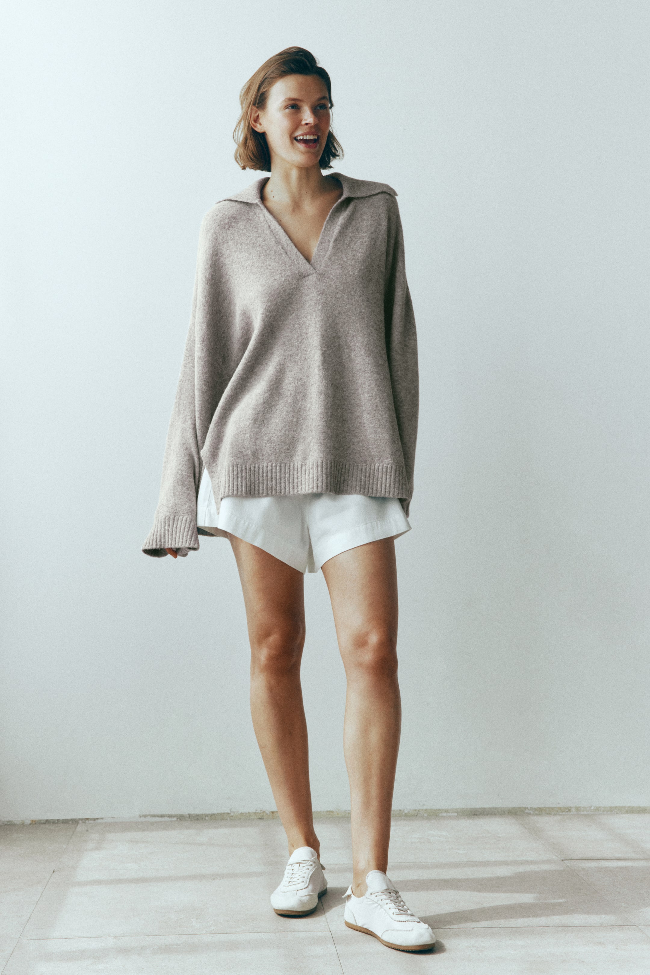 Fine-Knit Sweater with Collar