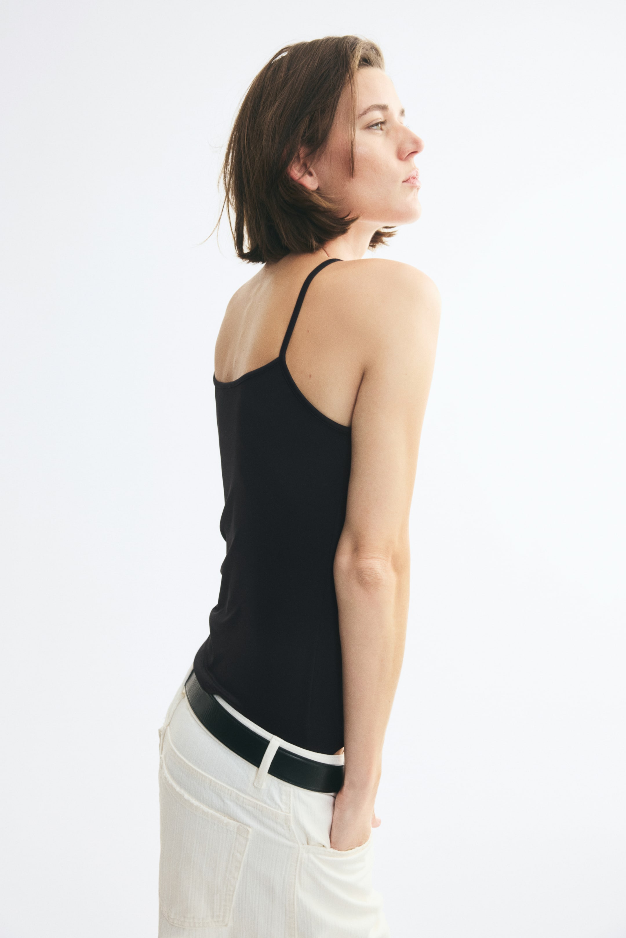 Haut en microfibre avec bretelles fines