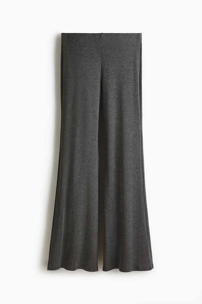Flared fine-knit trousers - Gris oscuro jaspeado/Azul marino - 1