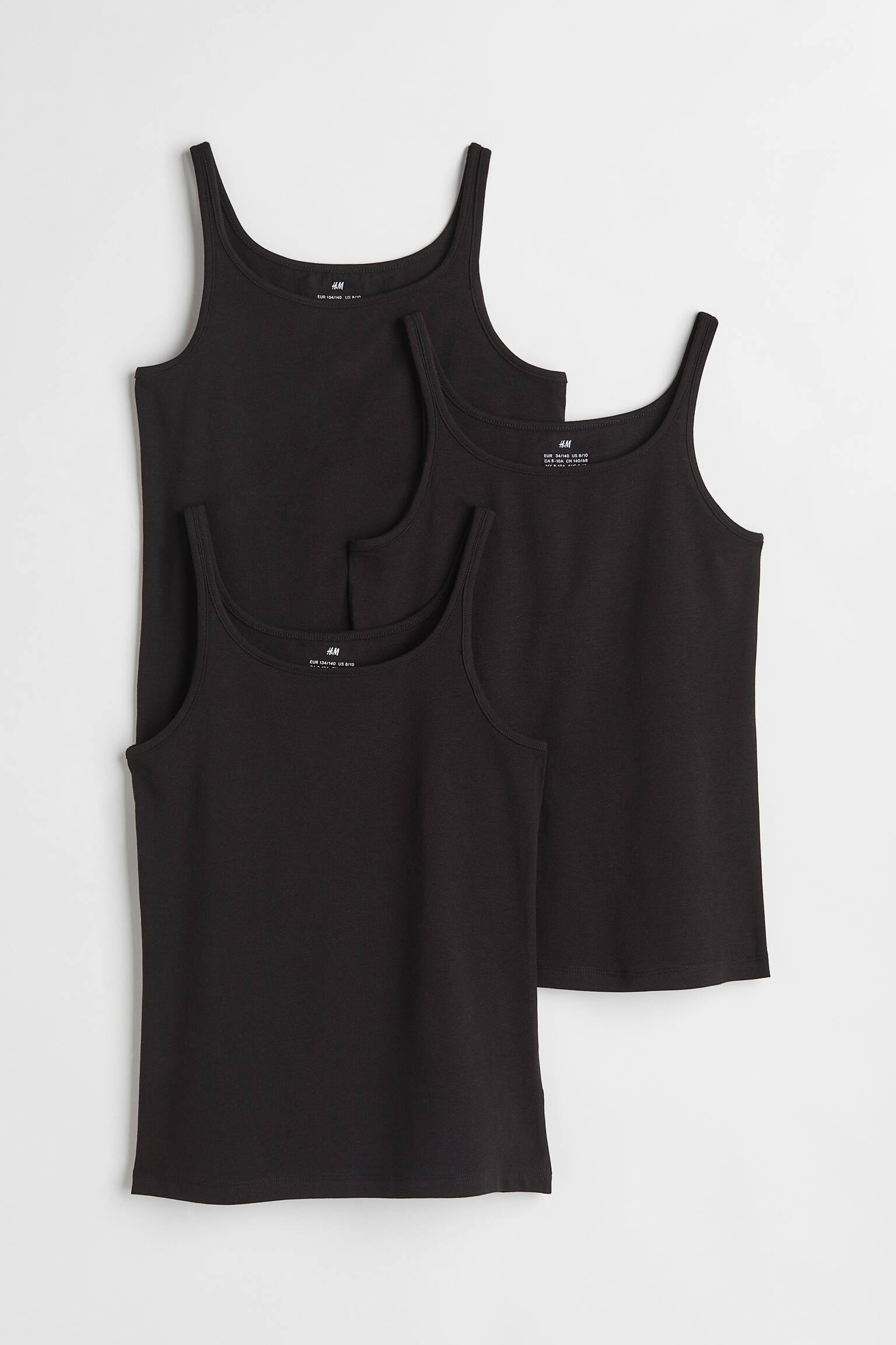 3-pack jersey vest tops - Black - 1