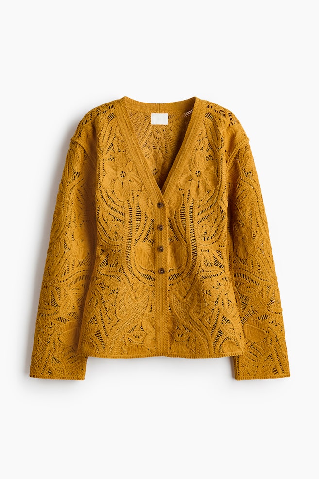 Vest met gehaakte look - Donkergeel/Zwart - 1