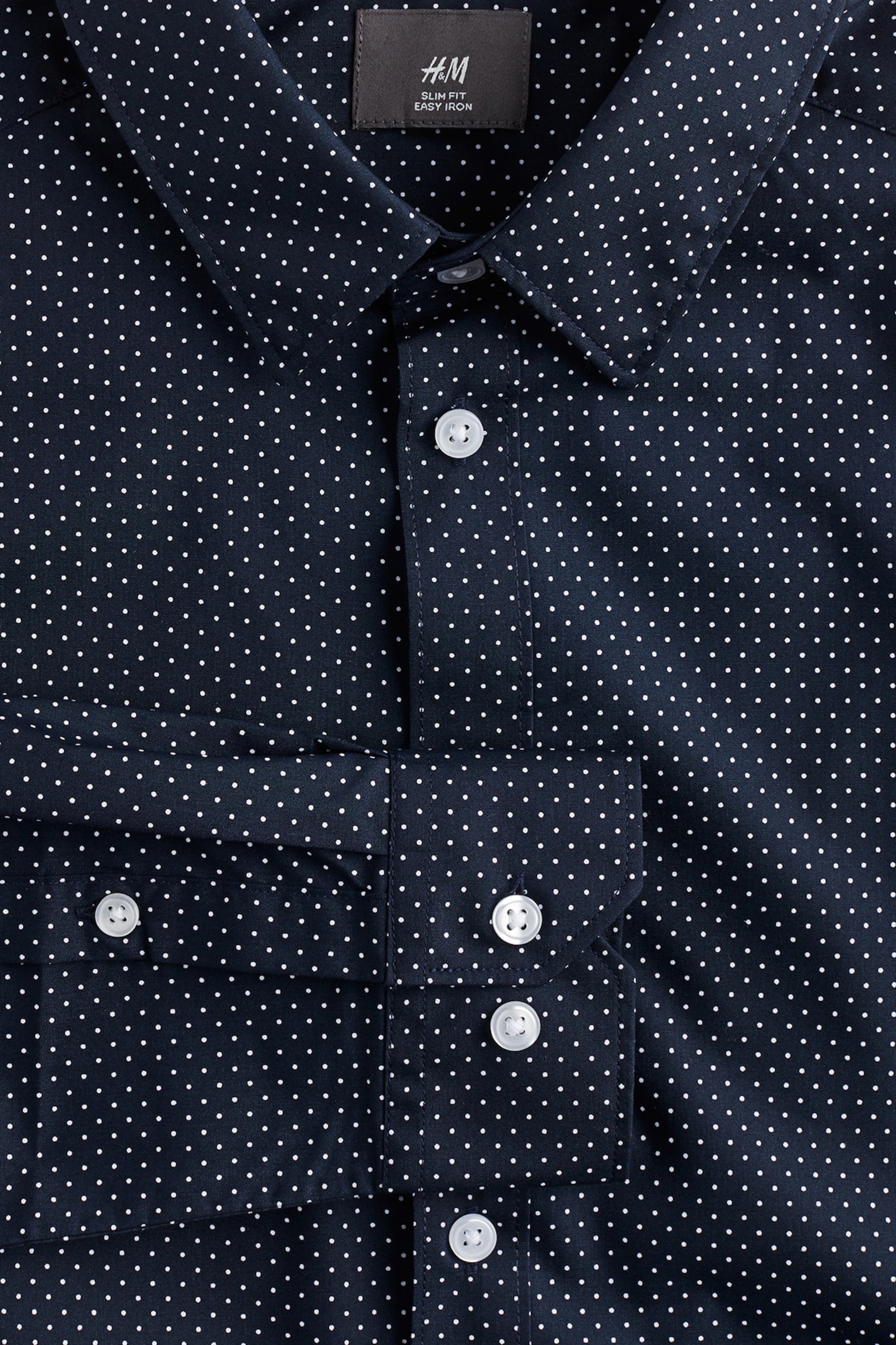 Slim Fit Easy-iron shirt - Navy blue/Spotted/Navy blue/Light blue/White/Black/White/Black spotted - 3