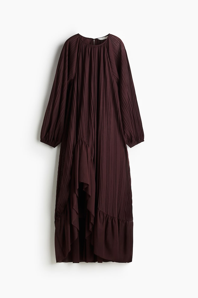 Robe maxi plissée - Bordeaux/Marron foncé/Rose clair/motif - 1