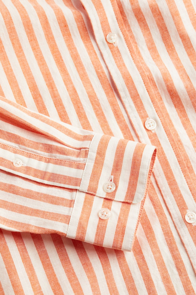 Regular Fit Skjorte i linmiks - Orange/Stripet/Lys beige/Blå/Hvit stripet/Lys beige/Stripet/dc/dc/dc/dc/dc/dc - 7
