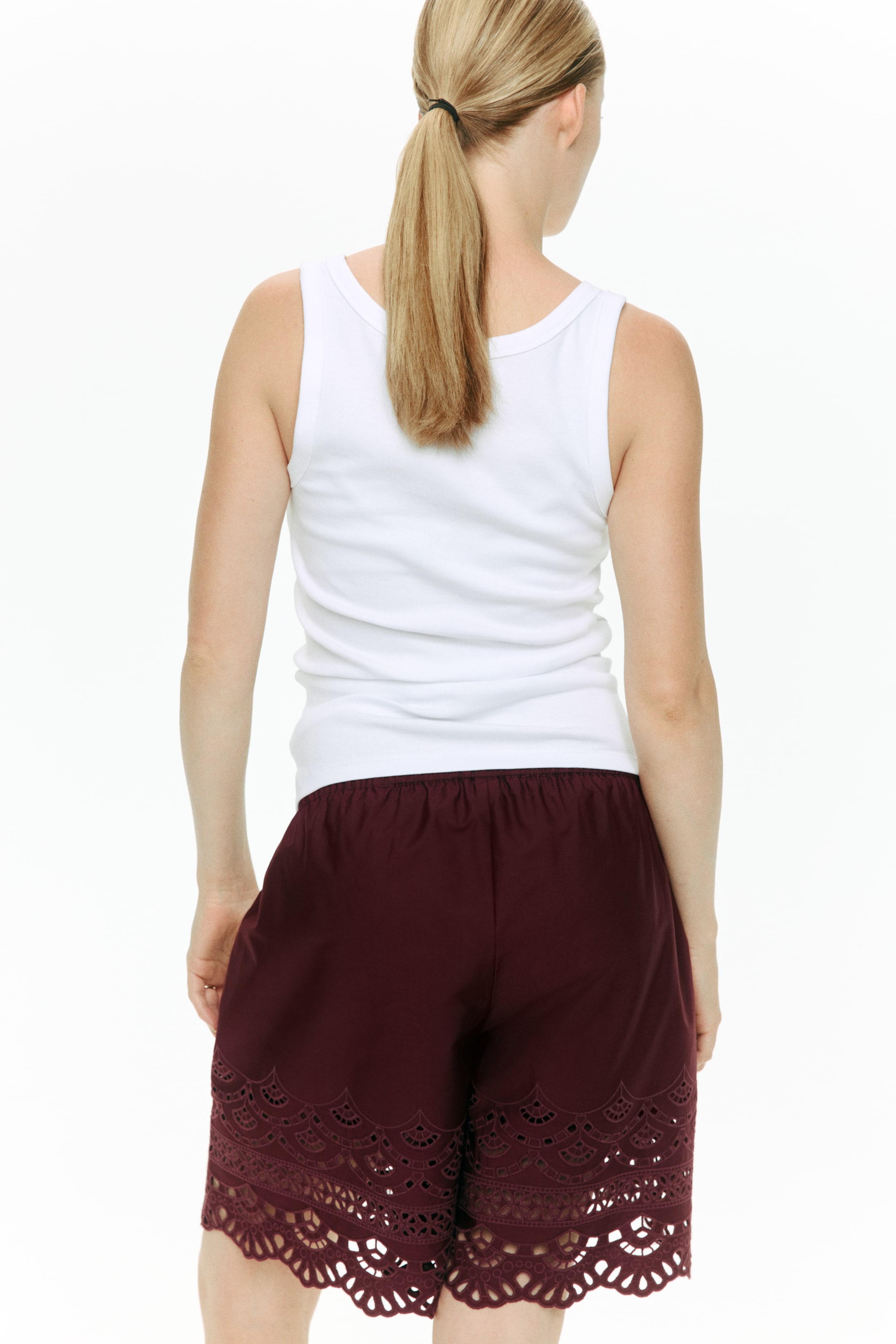 MAMA Shorts with Eyelet Embroidery